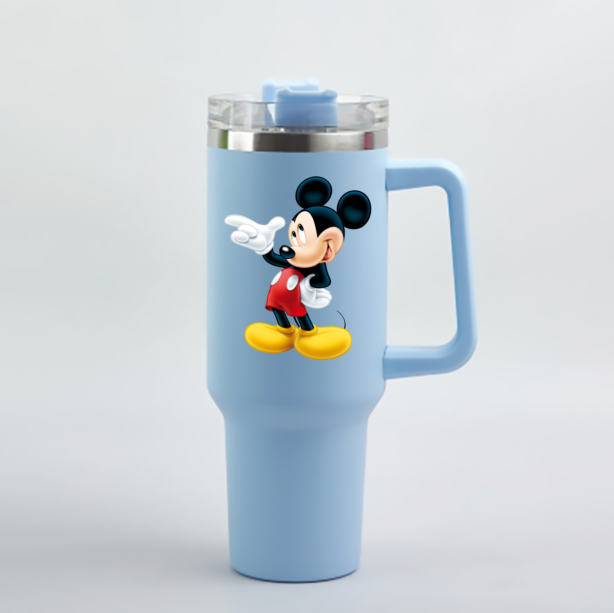 （画像用） ミッキーマウス Mickey Mouse 1200mL車用タンブラー - クリスタルステッカー（プラスチックストロー付き）