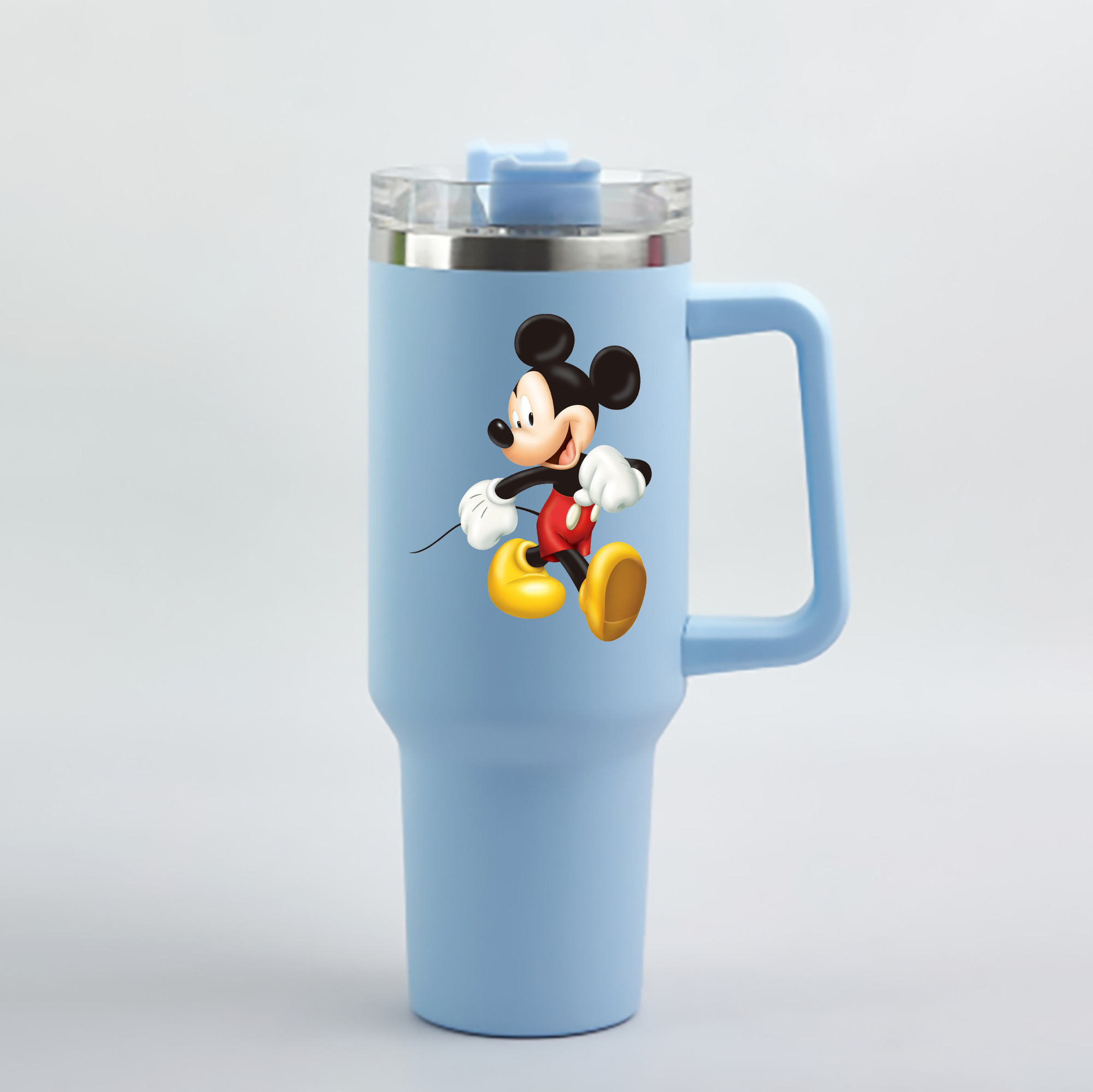 （画像用） ミッキーマウス Mickey Mouse 1200mL車用タンブラー - クリスタルステッカー（プラスチックストロー付き）