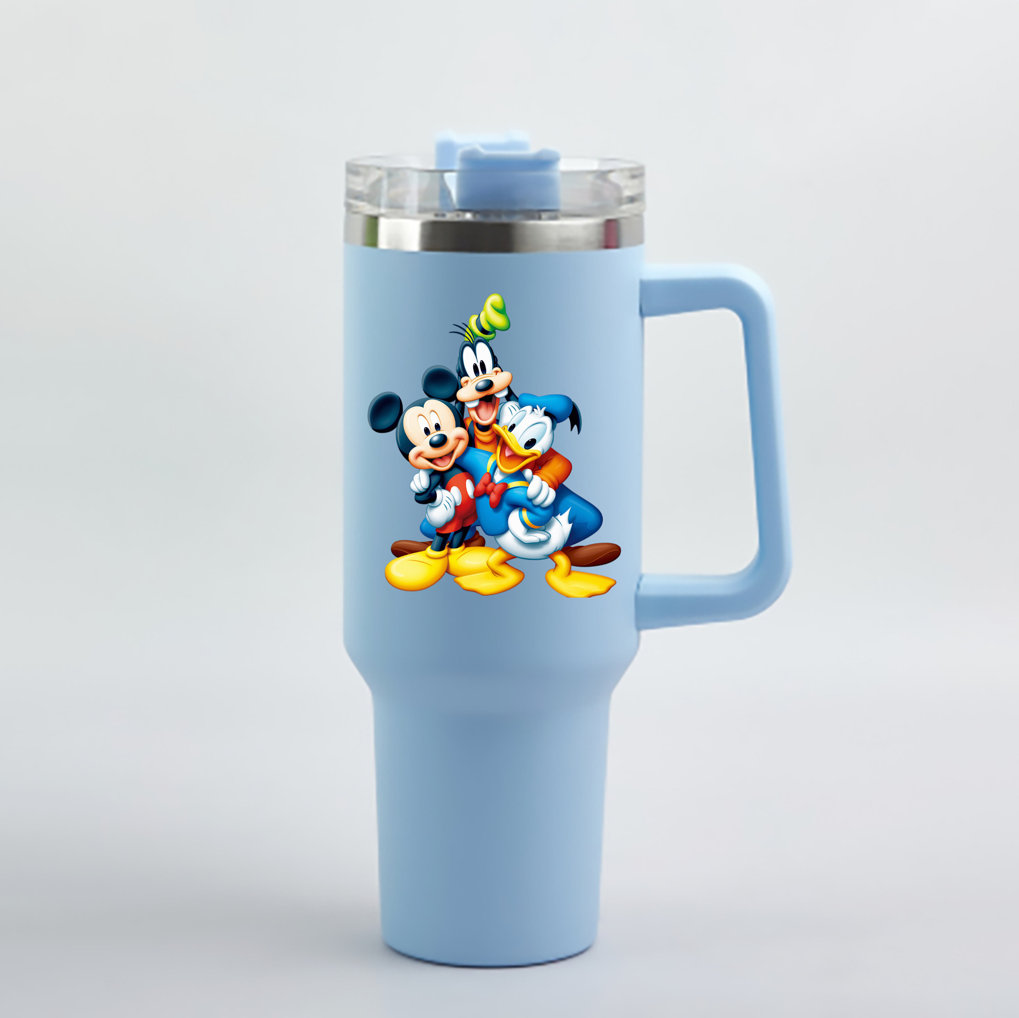 ミッキーマウス Mickey Mouse 1200mL車用タンブラー - クリスタルステッカー（プラスチックストロー付き）