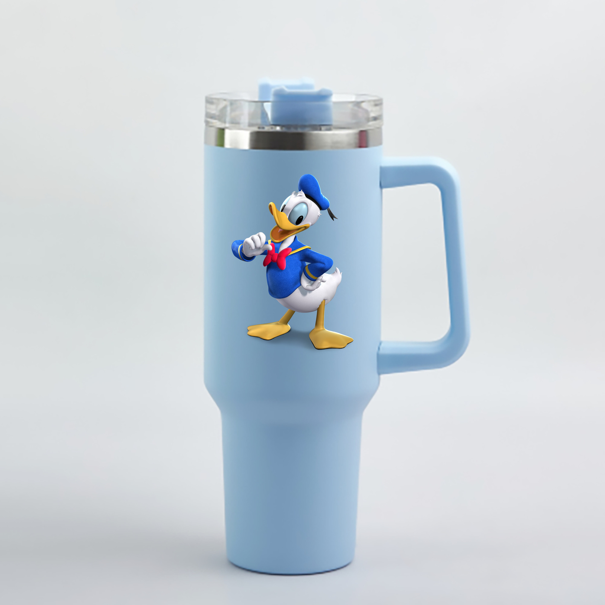 （画像用） ミッキーマウス Mickey Mouse 1200mL車用タンブラー - クリスタルステッカー（プラスチックストロー付き）