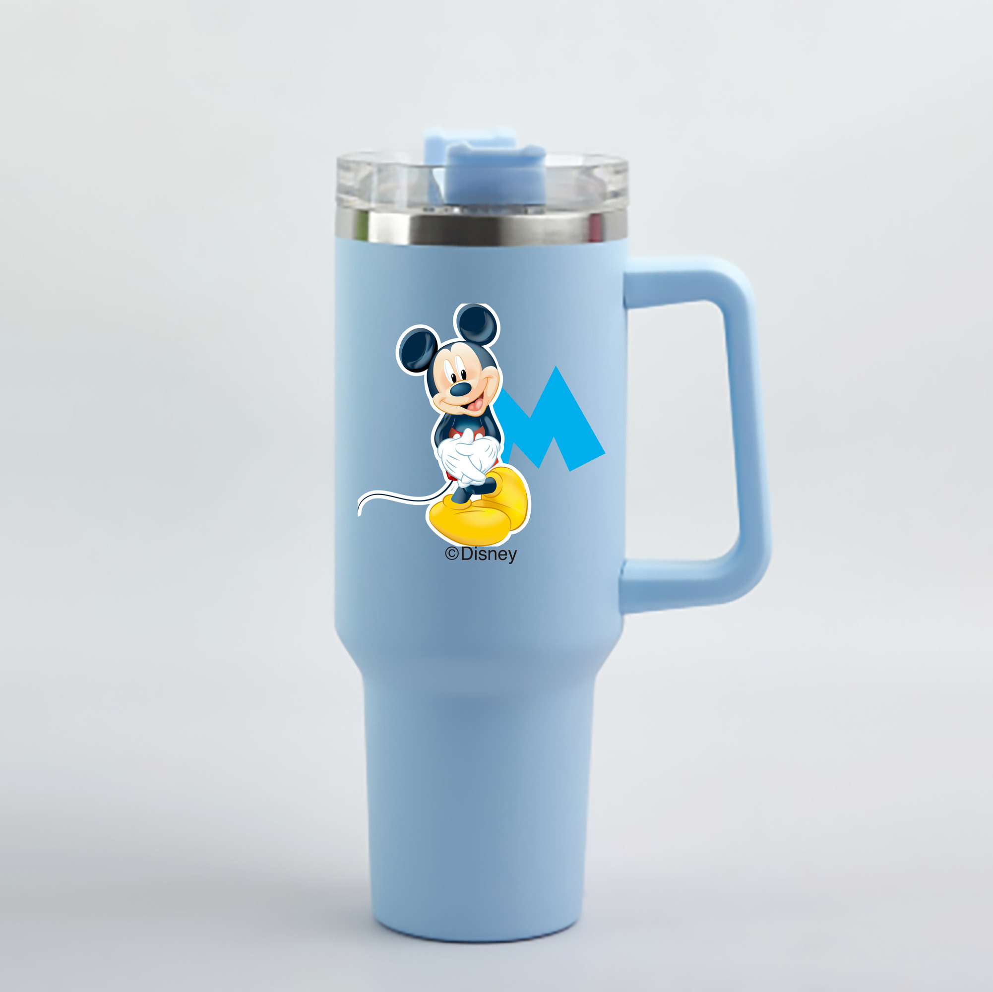 （画像用） ミッキーマウス Mickey Mouse 1200mL車用タンブラー - クリスタルステッカー（プラスチックストロー付き）