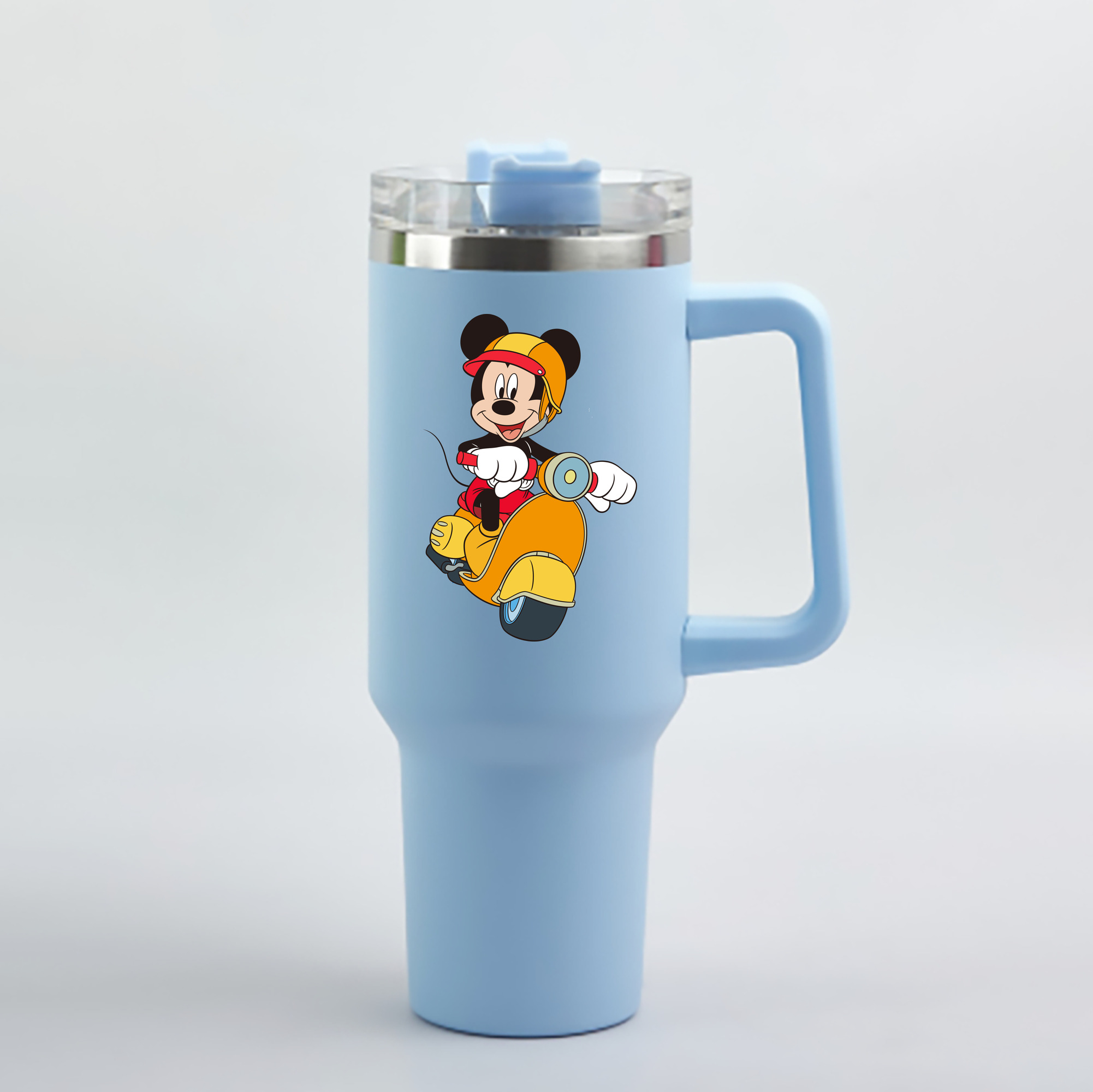（画像用） ミッキーマウス Mickey Mouse 1200mL車用タンブラー - クリスタルステッカー（プラスチックストロー付き）