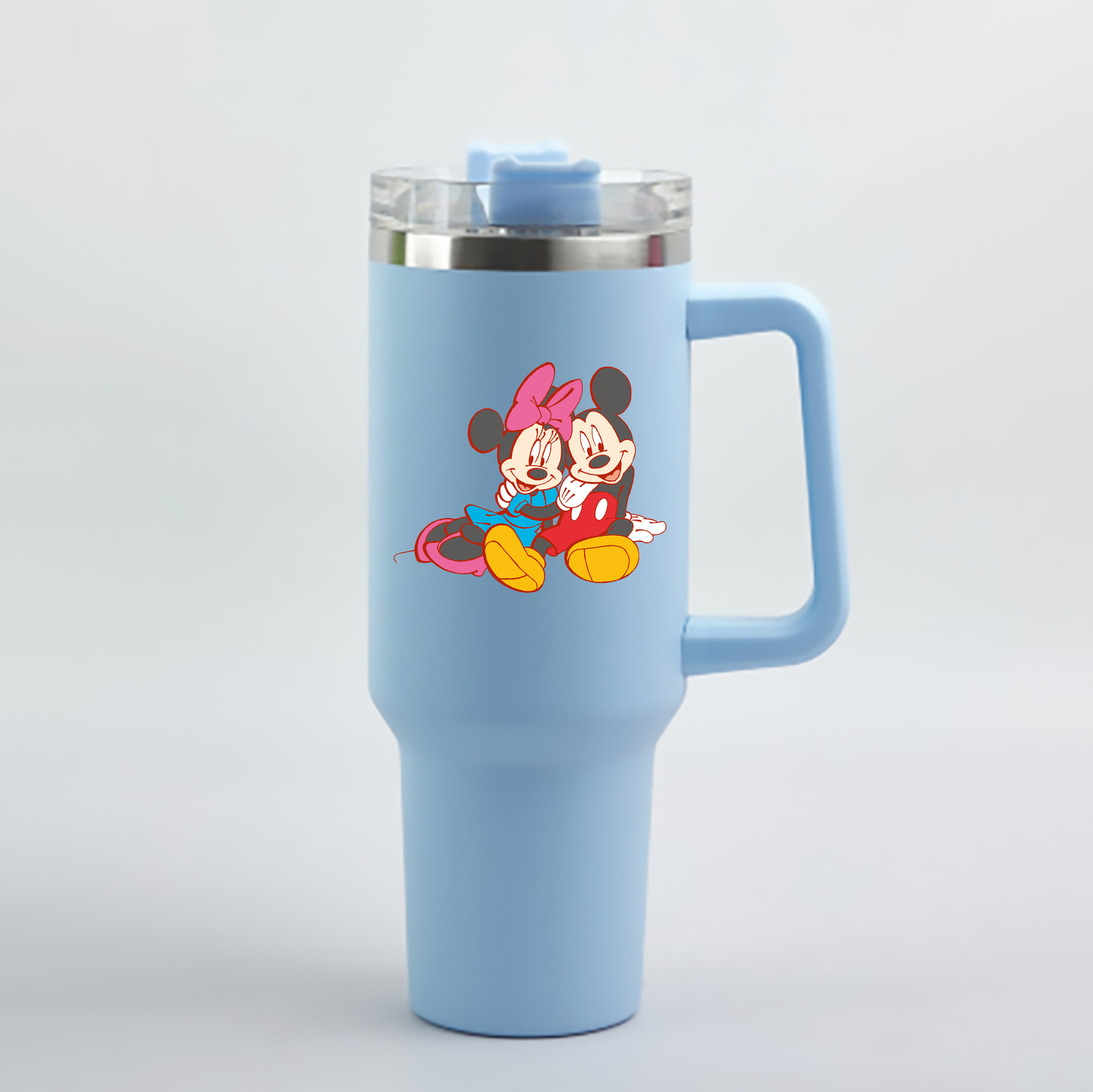 （画像用） ミッキーマウス Mickey Mouse 1200mL車用タンブラー - クリスタルステッカー（プラスチックストロー付き）