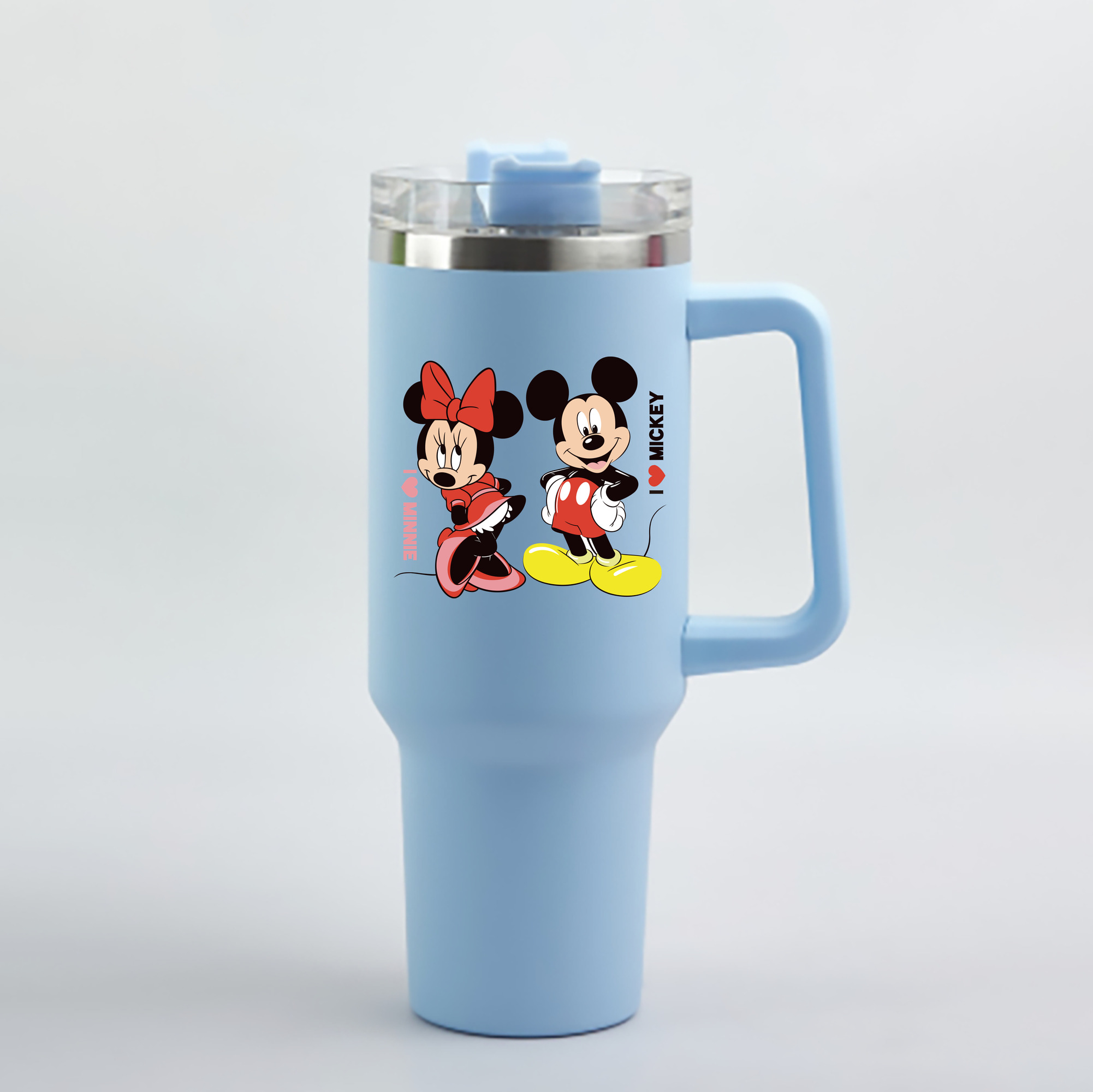 （画像用） ミッキーマウス Mickey Mouse 1200mL車用タンブラー - クリスタルステッカー（プラスチックストロー付き）