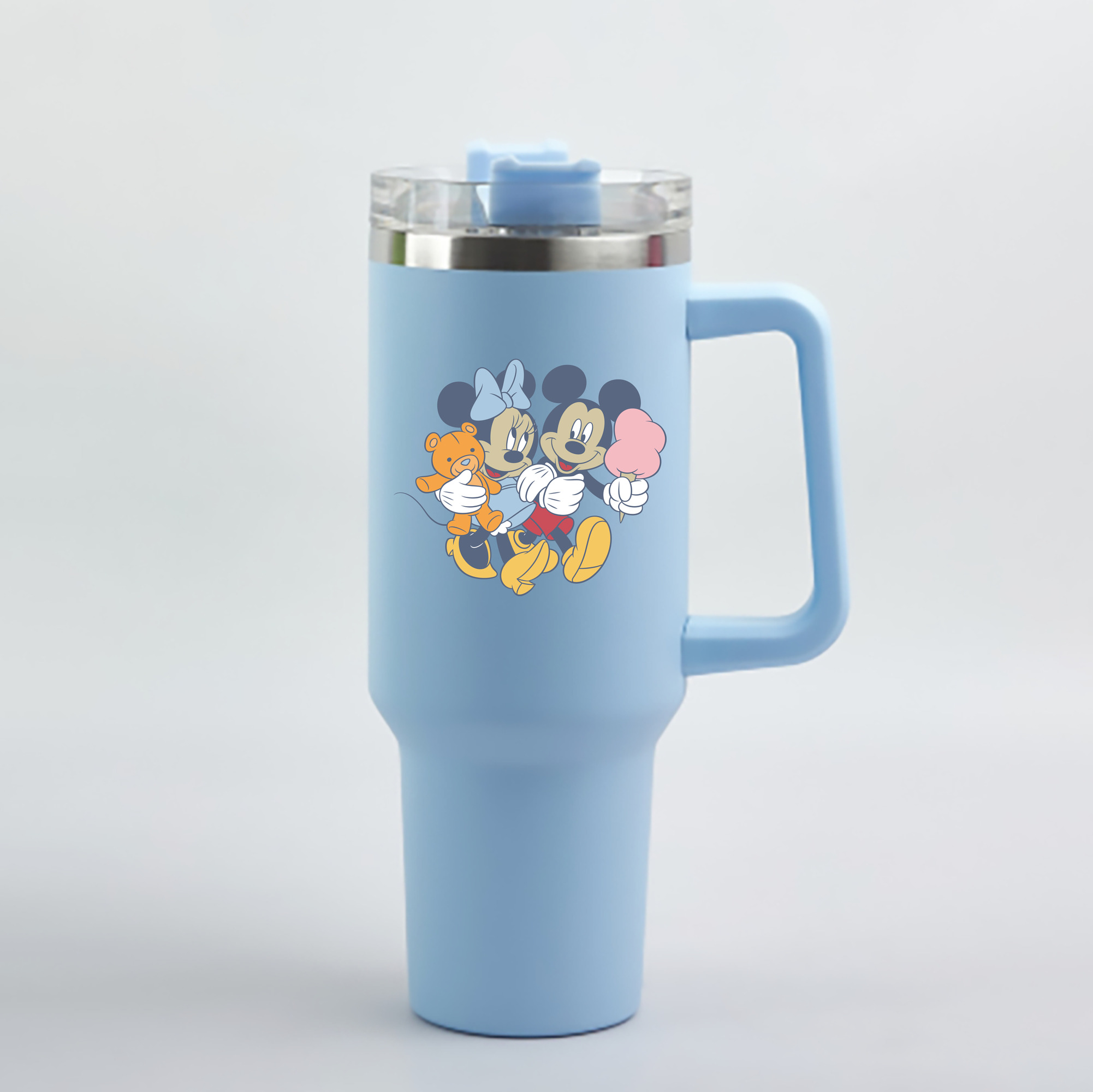 ミッキーマウス Mickey Mouse 1200mL車用タンブラー - クリスタルステッカー（プラスチックストロー付き）