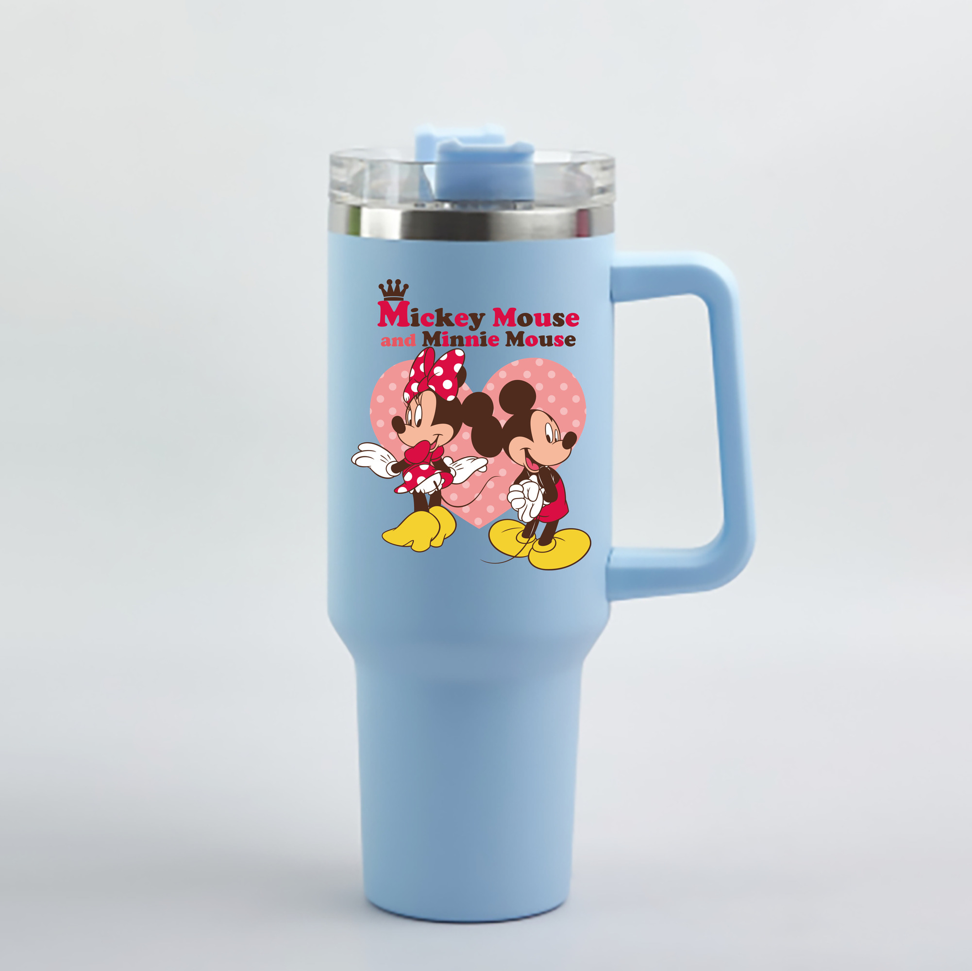 （画像用） ミッキーマウス Mickey Mouse 1200mL車用タンブラー - クリスタルステッカー（プラスチックストロー付き）