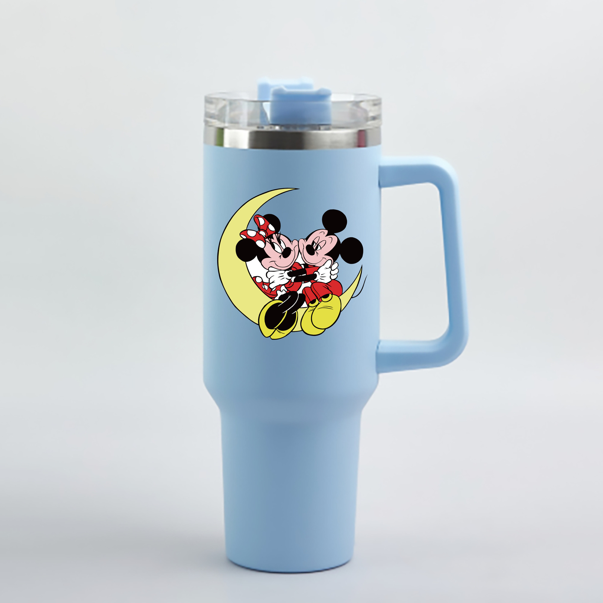 （画像用） ミッキーマウス Mickey Mouse 1200mL車用タンブラー - クリスタルステッカー（プラスチックストロー付き）