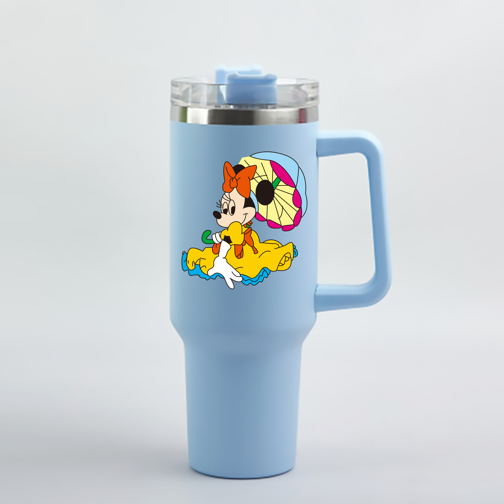 ミッキーマウス Mickey Mouse 1200mL車用タンブラー - クリスタルステッカー（プラスチックストロー付き）