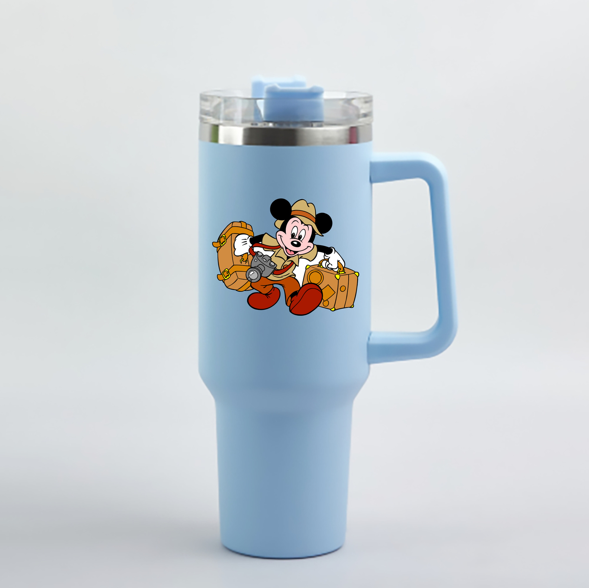 （画像用） ミッキーマウス Mickey Mouse 1200mL車用タンブラー - クリスタルステッカー（プラスチックストロー付き）