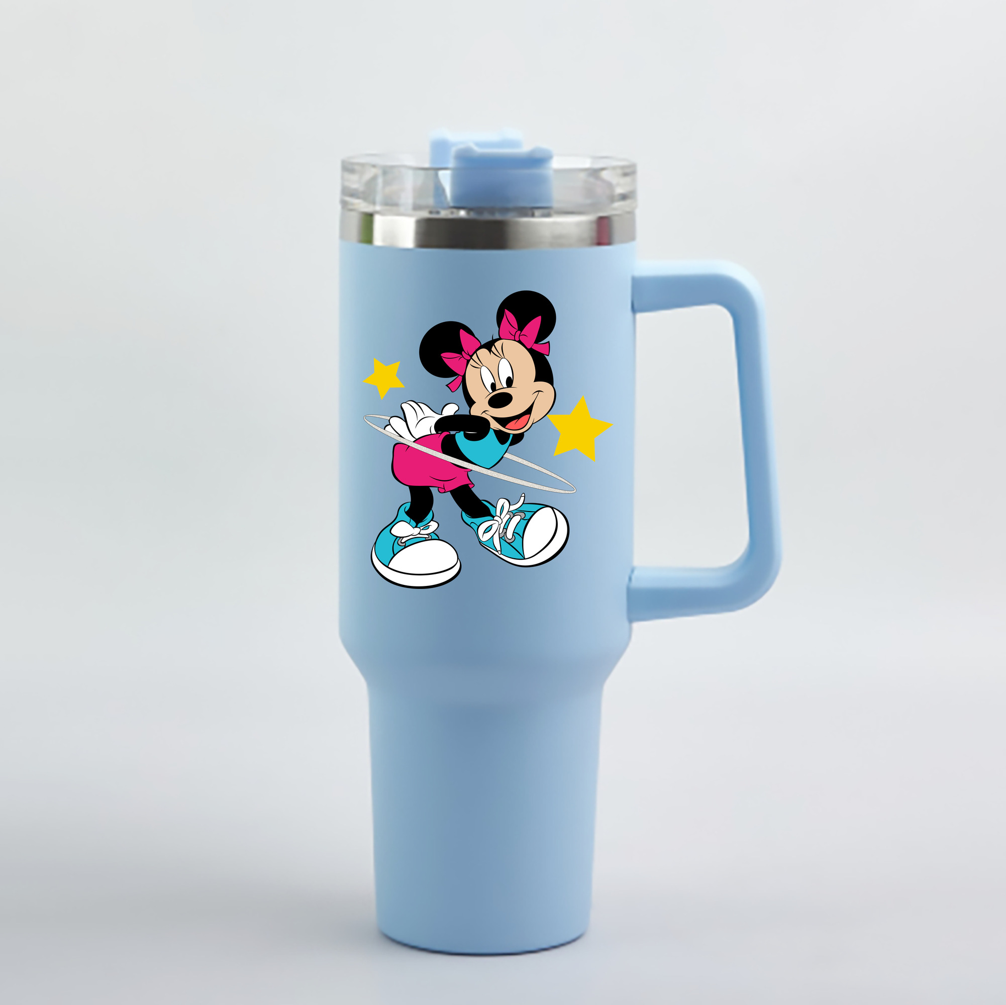 （画像用） ミッキーマウス Mickey Mouse 1200mL車用タンブラー - クリスタルステッカー（プラスチックストロー付き）