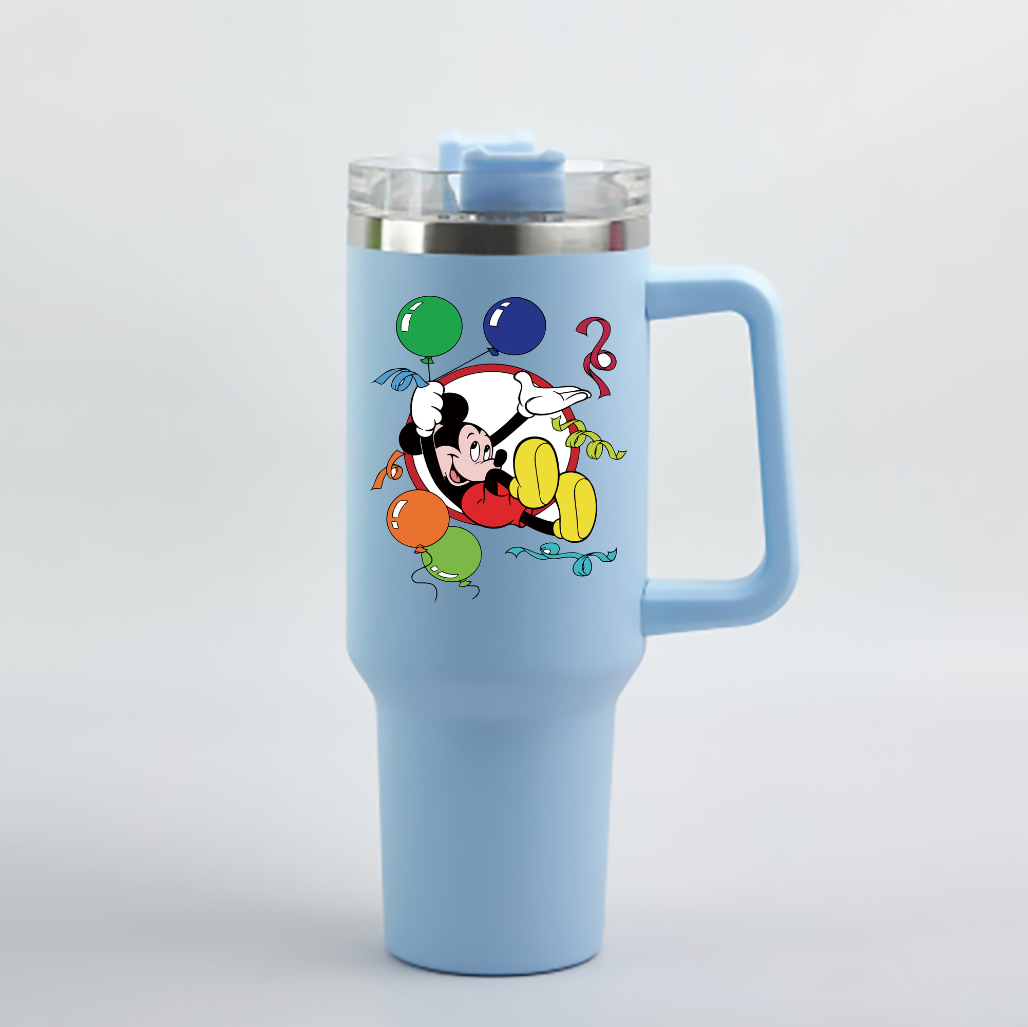 （画像用） ミッキーマウス Mickey Mouse 1200mL車用タンブラー - クリスタルステッカー（プラスチックストロー付き）