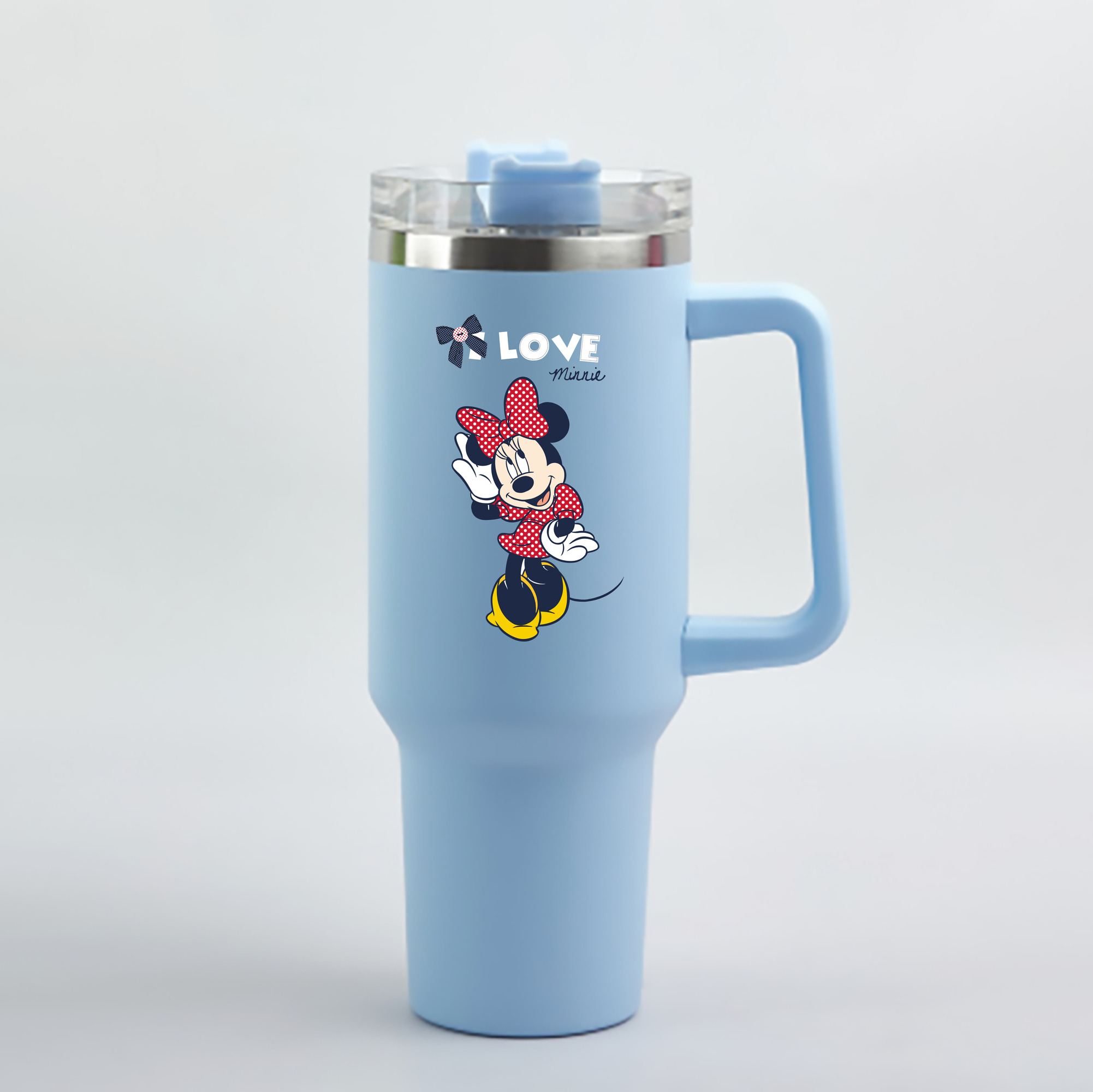 （画像用） ミッキーマウス Mickey Mouse 1200mL車用タンブラー - クリスタルステッカー（プラスチックストロー付き）