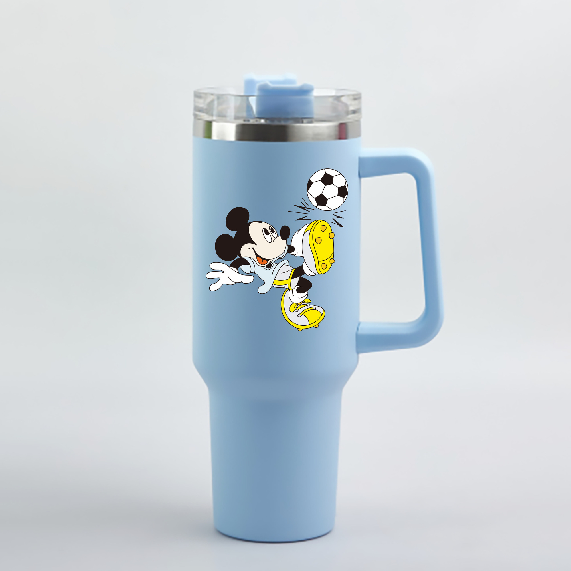 （画像用） ミッキーマウス Mickey Mouse 1200mL車用タンブラー - クリスタルステッカー（プラスチックストロー付き）