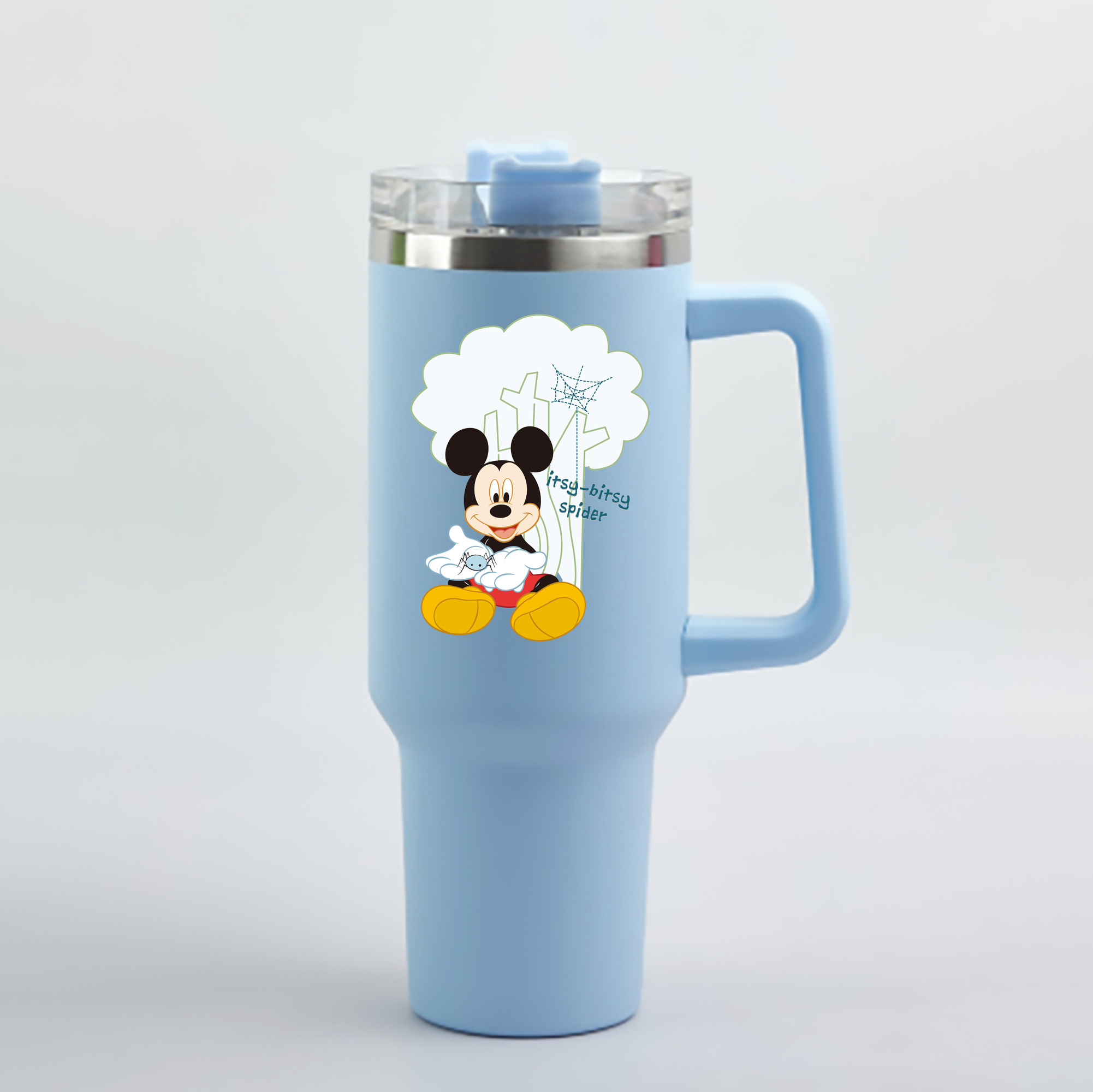 （画像用） ミッキーマウス Mickey Mouse 1200mL車用タンブラー - クリスタルステッカー（プラスチックストロー付き）