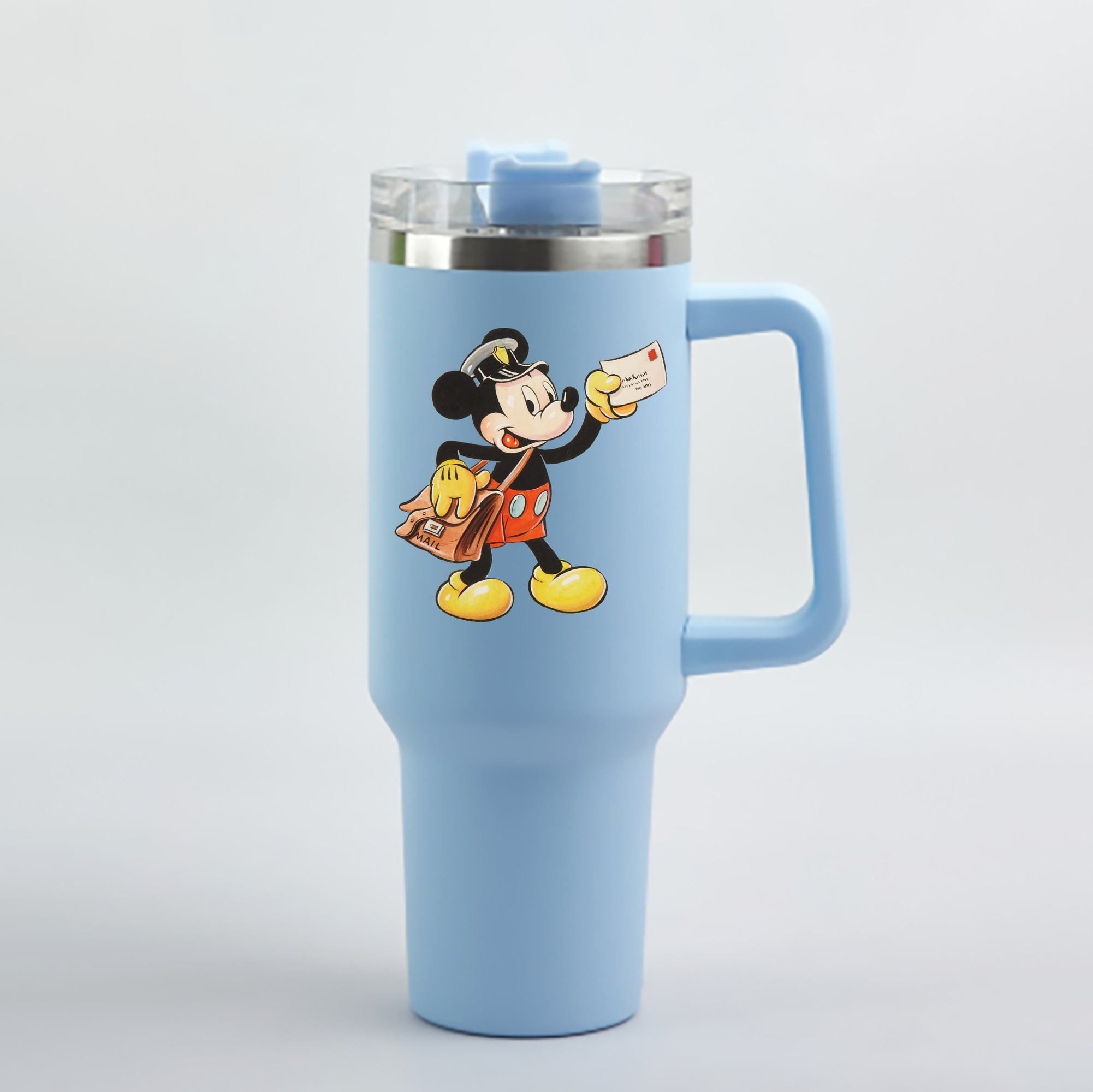 （画像用） ミッキーマウス Mickey Mouse 1200mL車用タンブラー - クリスタルステッカー（プラスチックストロー付き）