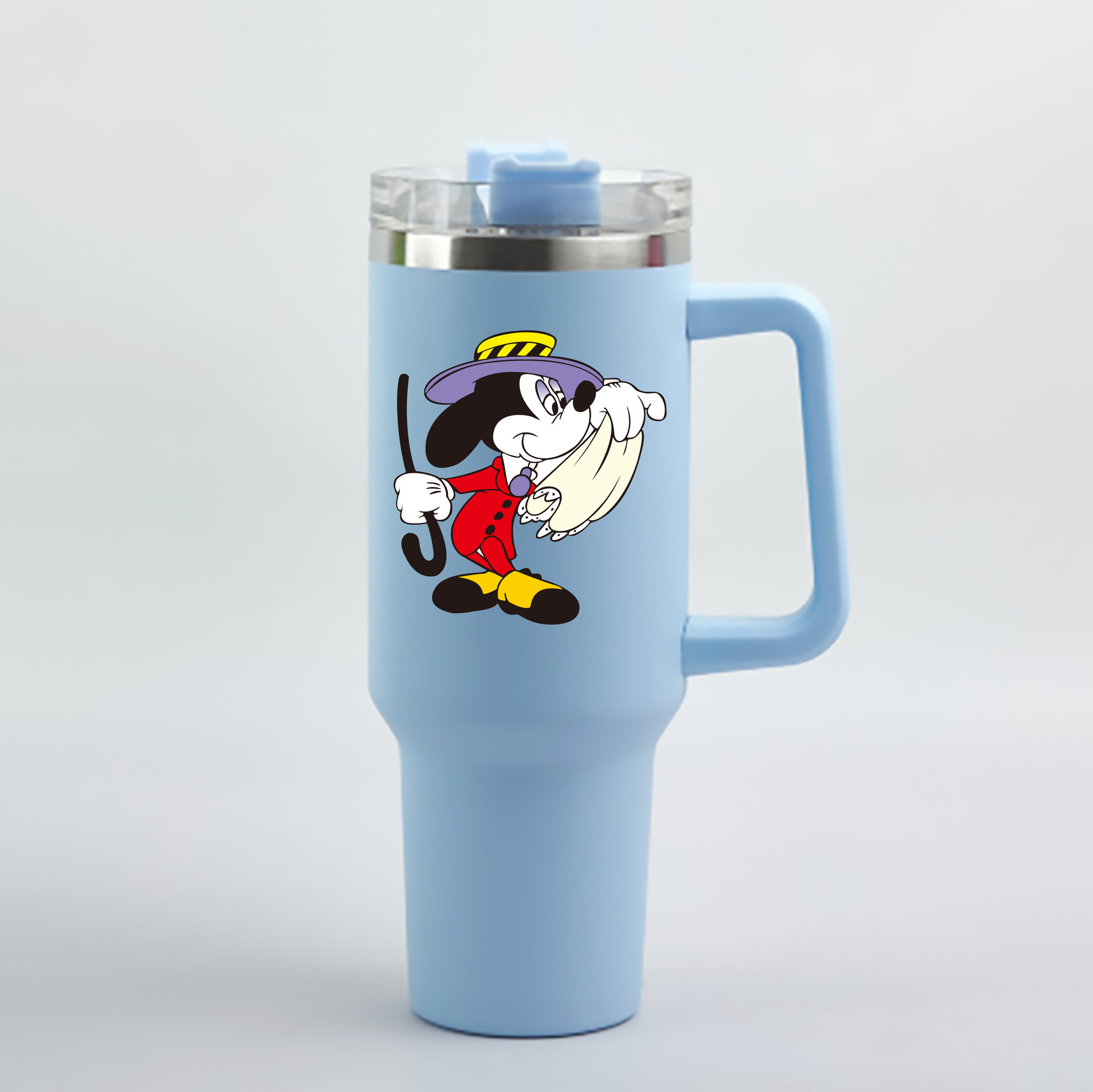（画像用） ミッキーマウス Mickey Mouse 1200mL車用タンブラー - クリスタルステッカー（プラスチックストロー付き）