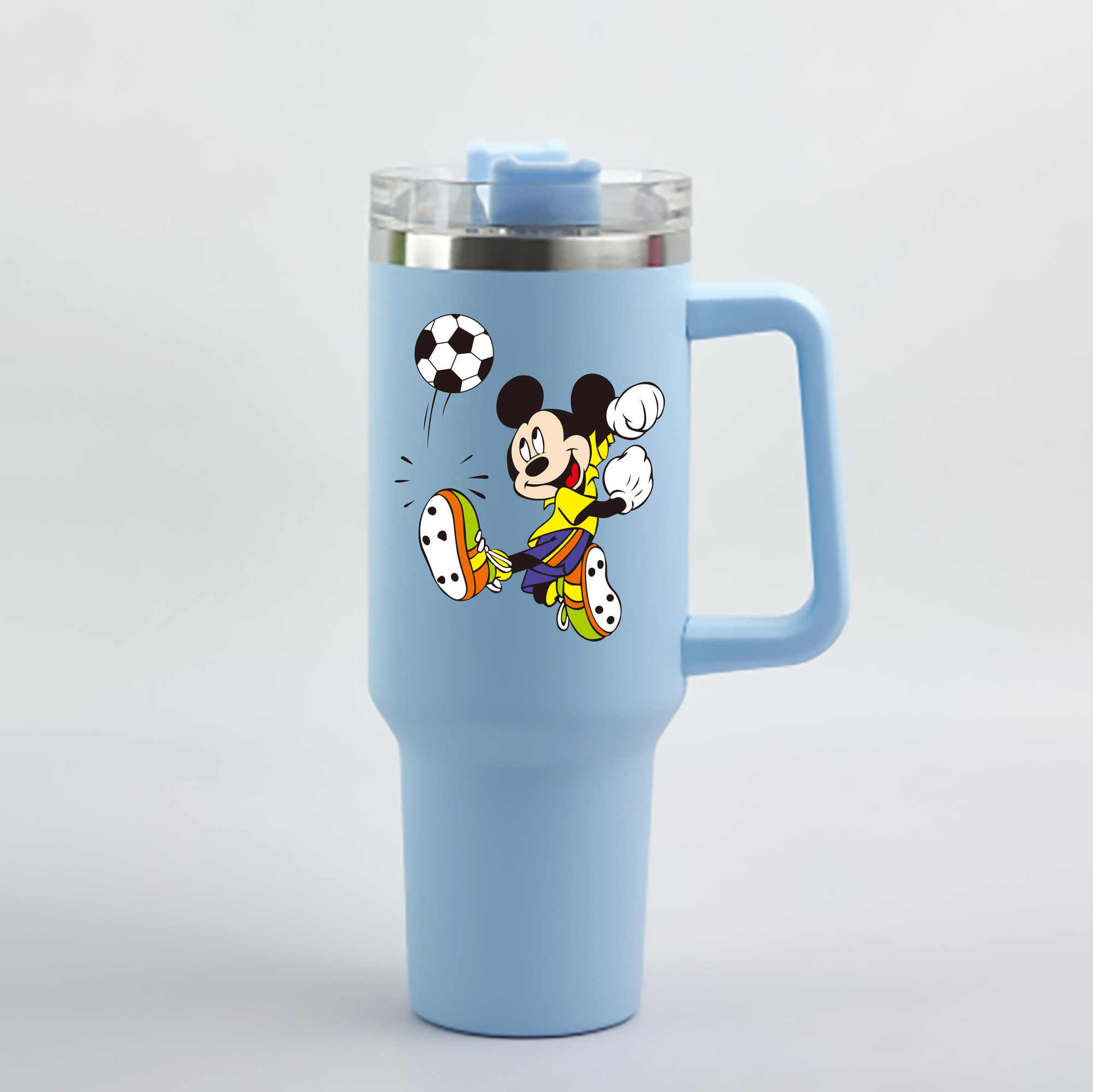 （画像用） ミッキーマウス Mickey Mouse 1200mL車用タンブラー - クリスタルステッカー（プラスチックストロー付き）