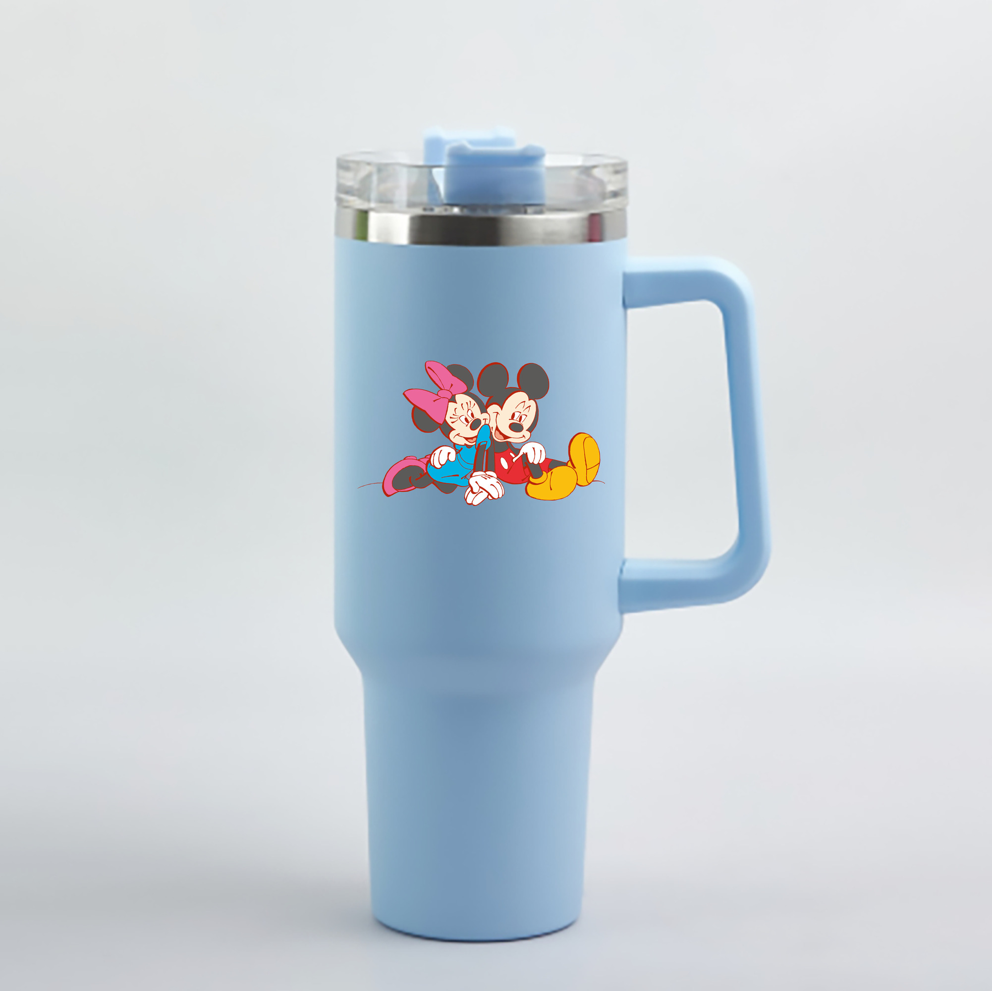 （画像用） ミッキーマウス Mickey Mouse 1200mL車用タンブラー - クリスタルステッカー（プラスチックストロー付き）