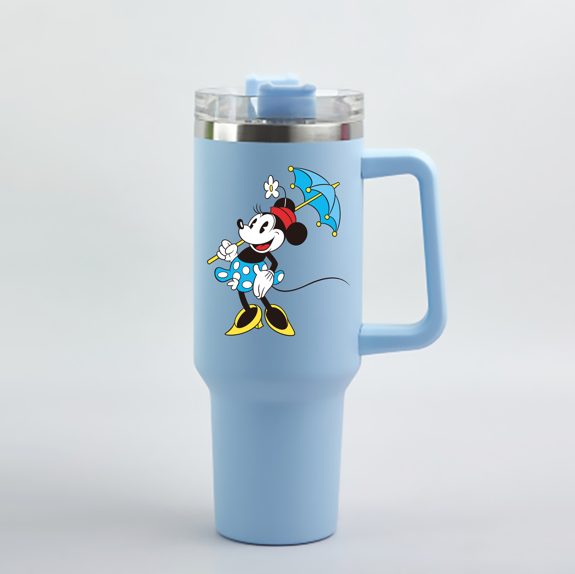 （画像用） ミッキーマウス Mickey Mouse 1200mL車用タンブラー - クリスタルステッカー（プラスチックストロー付き）