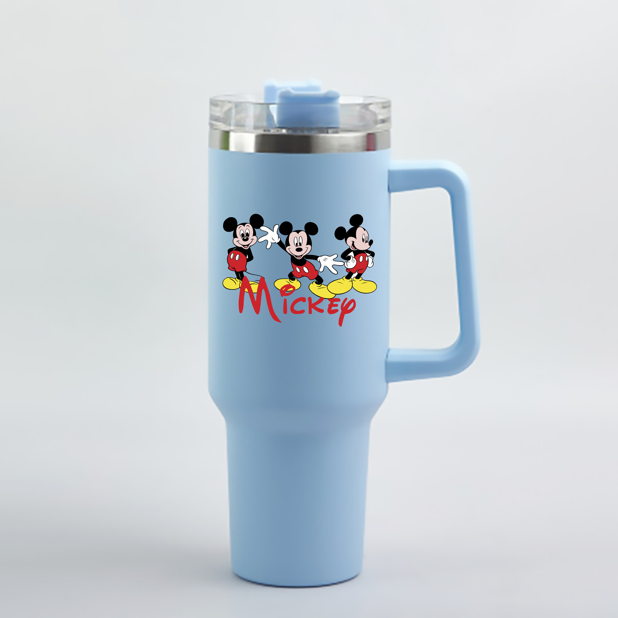 （画像用） ミッキーマウス Mickey Mouse 1200mL車用タンブラー - クリスタルステッカー（プラスチックストロー付き）