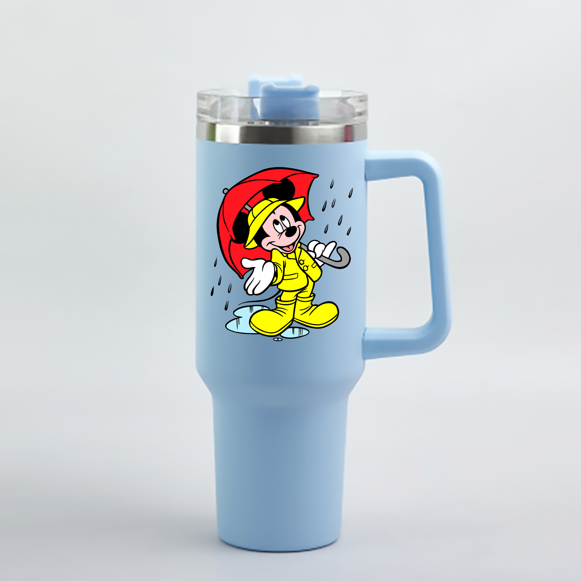 （画像用） ミッキーマウス Mickey Mouse 1200mL車用タンブラー - クリスタルステッカー（プラスチックストロー付き）