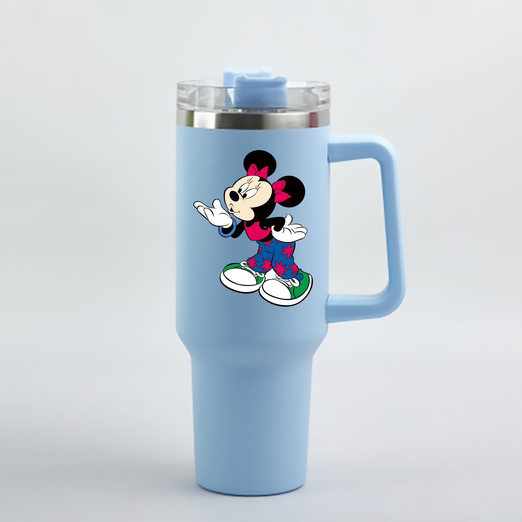 （画像用） ミッキーマウス Mickey Mouse 1200mL車用タンブラー - クリスタルステッカー（プラスチックストロー付き）