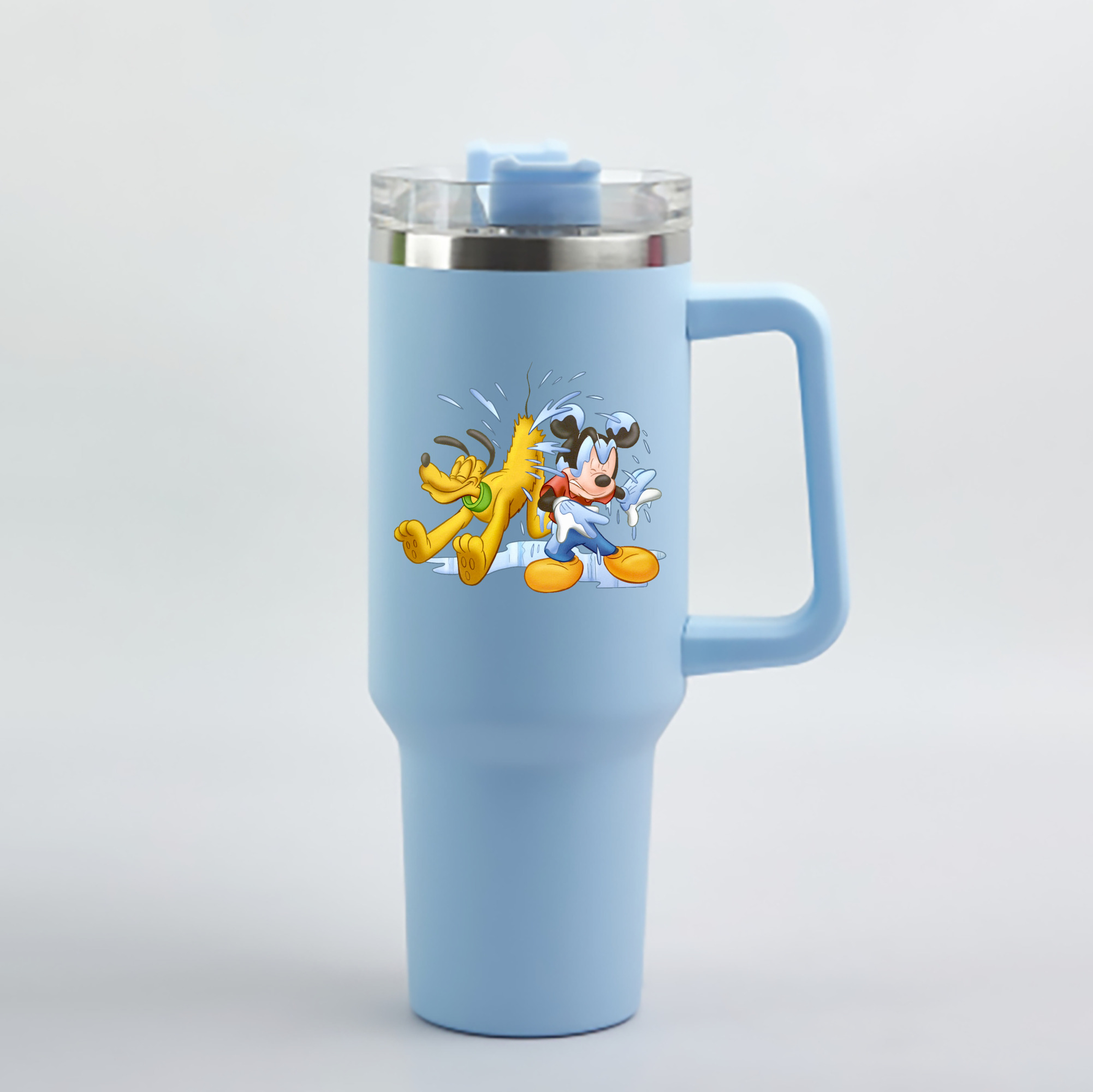 （画像用） ミッキーマウス Mickey Mouse 1200mL車用タンブラー - クリスタルステッカー（プラスチックストロー付き）