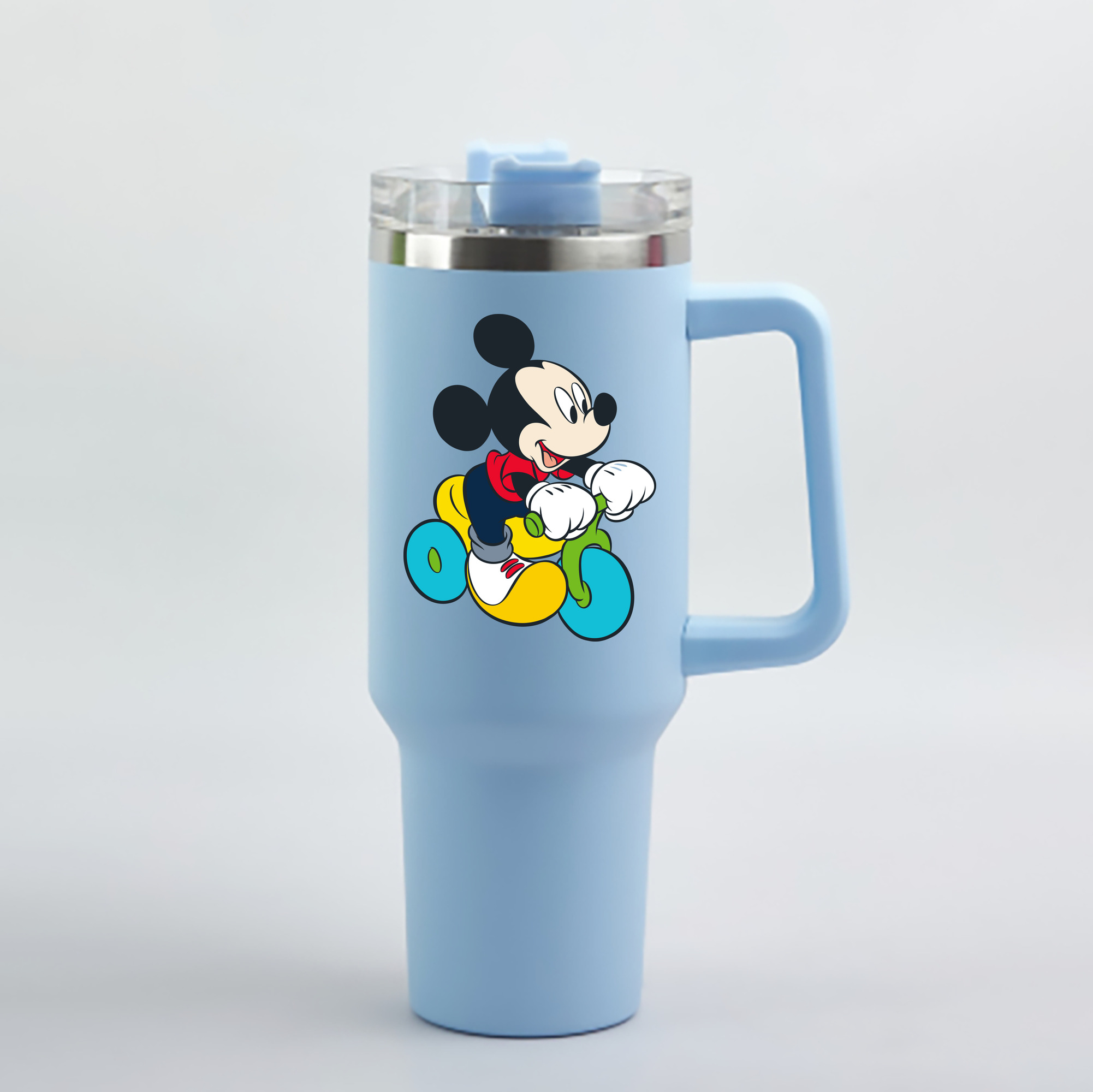 （画像用） ミッキーマウス Mickey Mouse 1200mL車用タンブラー - クリスタルステッカー（プラスチックストロー付き）