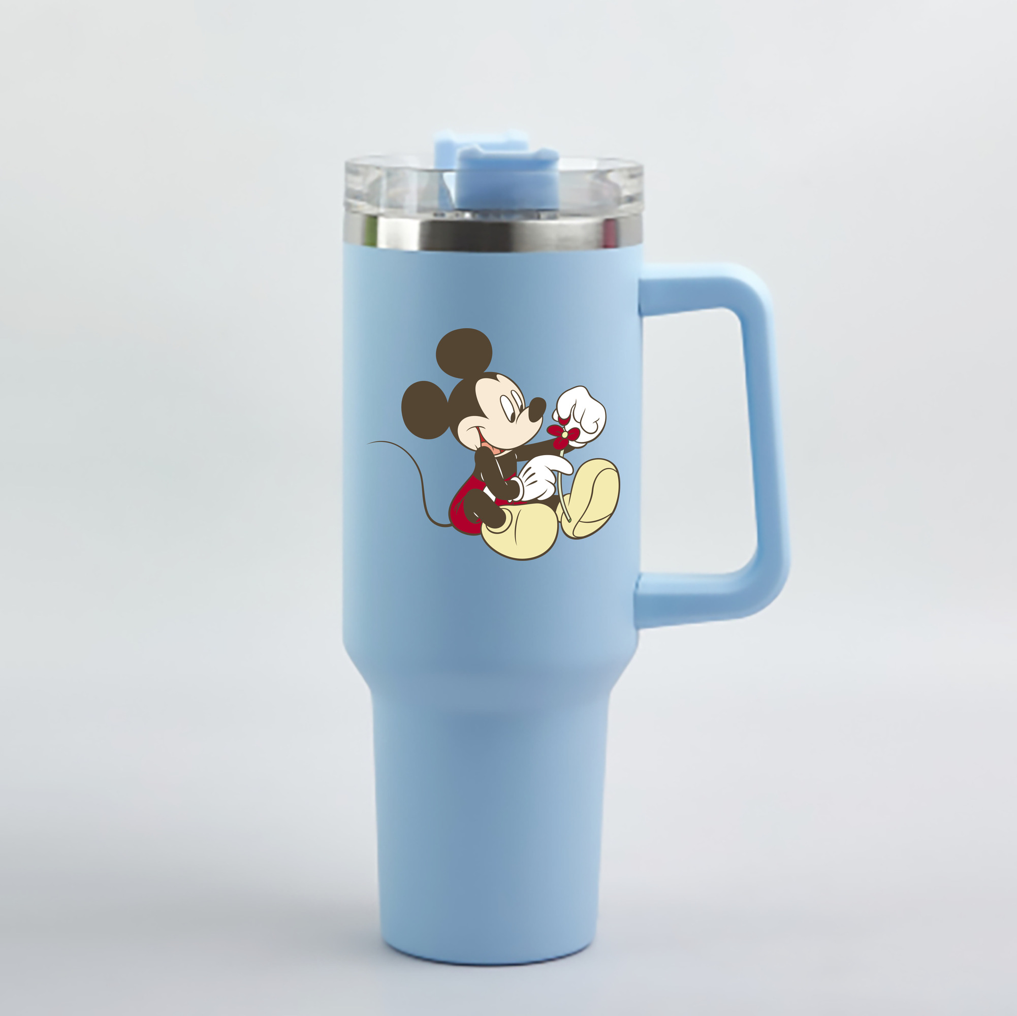 （画像用） ミッキーマウス Mickey Mouse 1200mL車用タンブラー - クリスタルステッカー（プラスチックストロー付き）