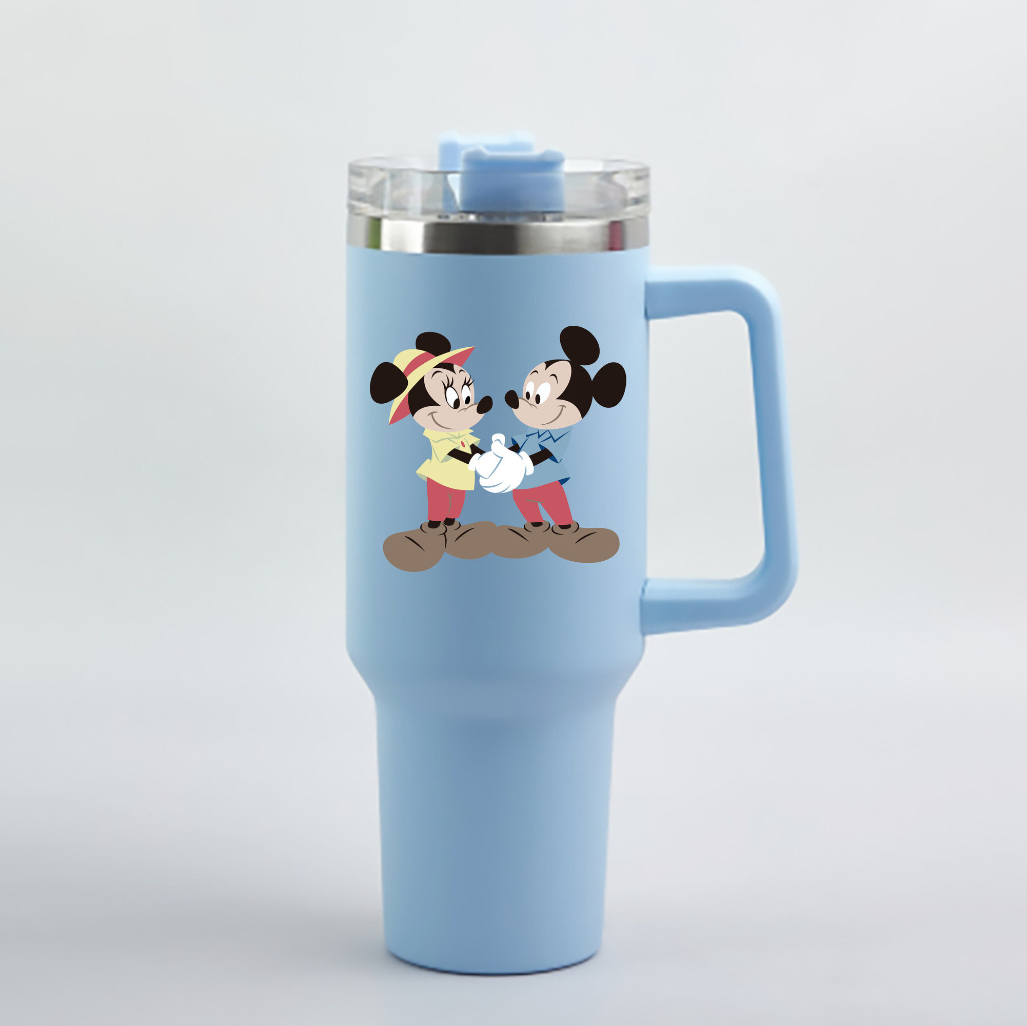 （画像用） ミッキーマウス Mickey Mouse 1200mL車用タンブラー - クリスタルステッカー（プラスチックストロー付き）