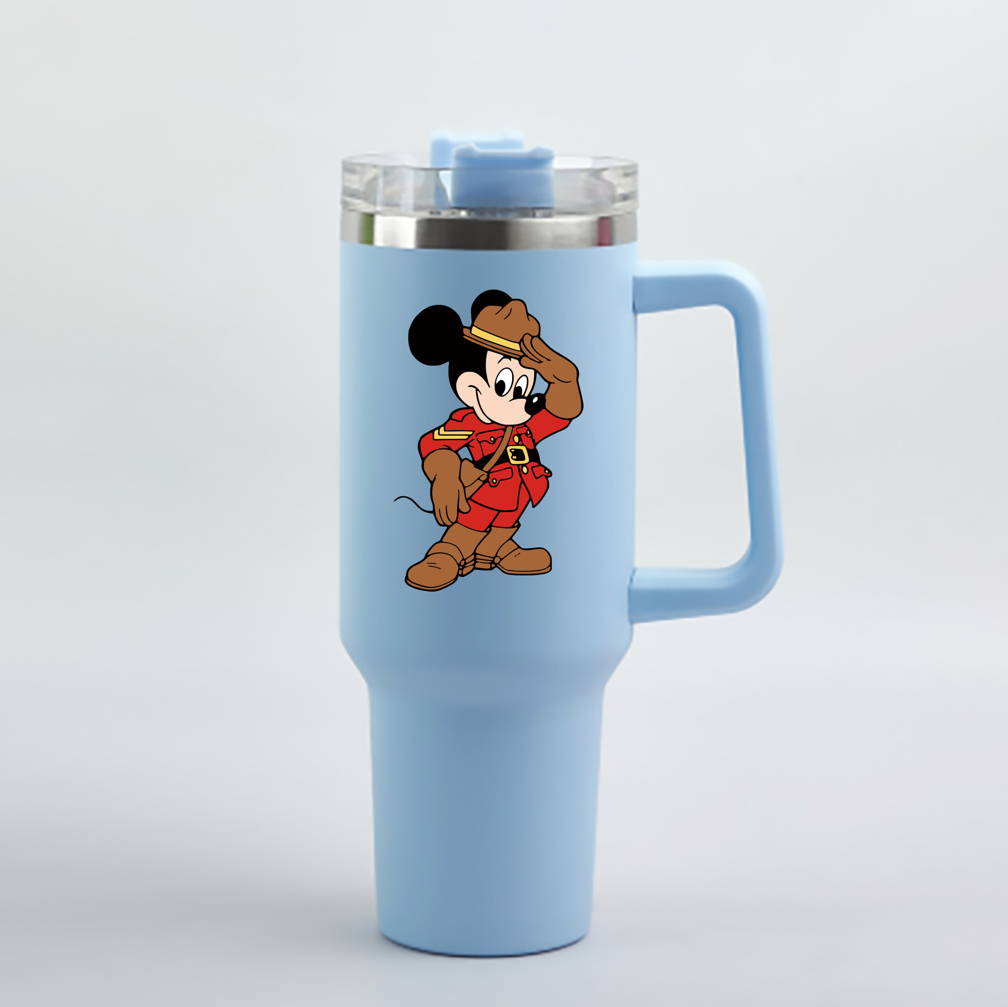 （画像用） ミッキーマウス Mickey Mouse 1200mL車用タンブラー - クリスタルステッカー（プラスチックストロー付き）
