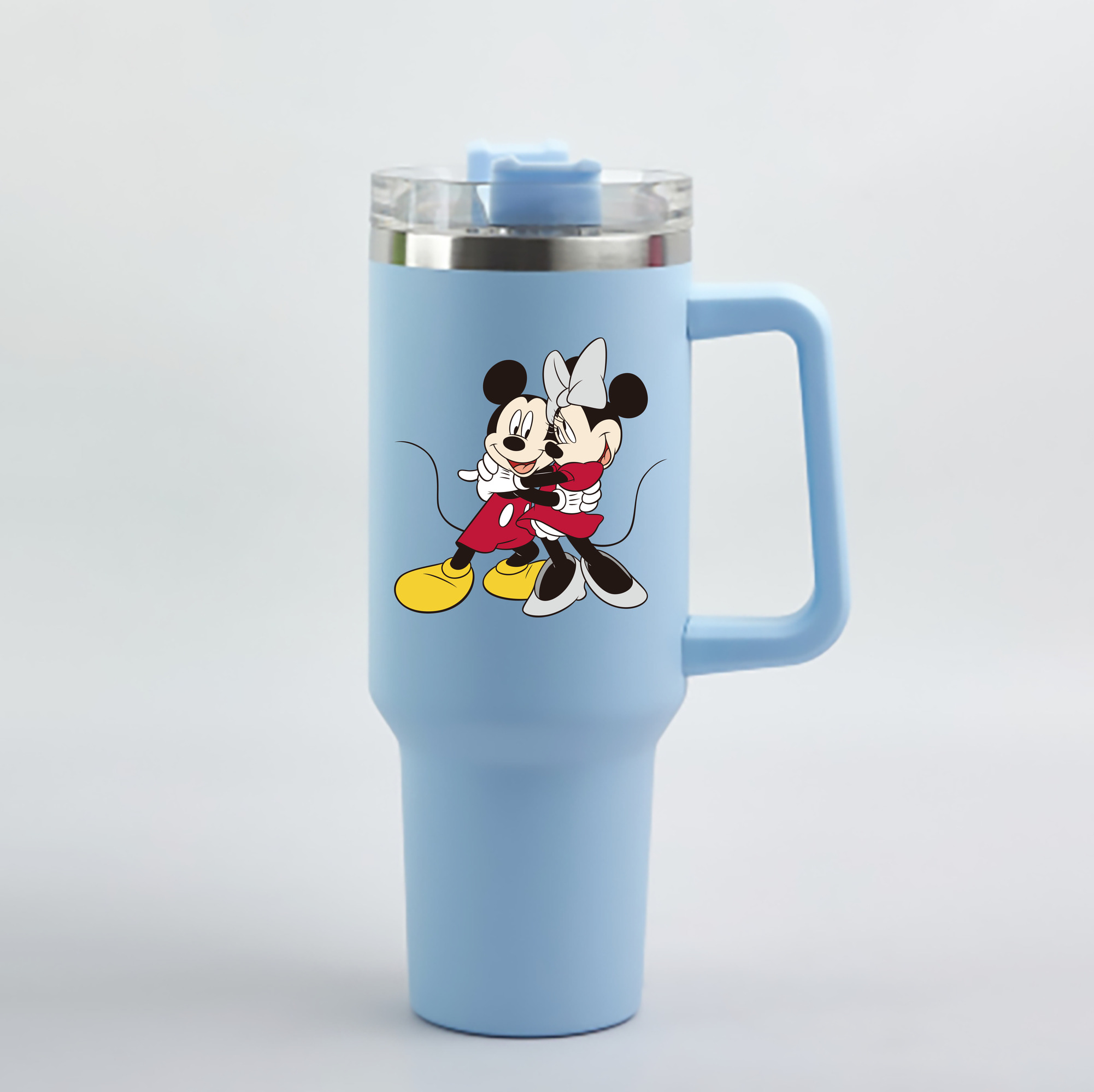 （画像用） ミッキーマウス Mickey Mouse 1200mL車用タンブラー - クリスタルステッカー（プラスチックストロー付き）