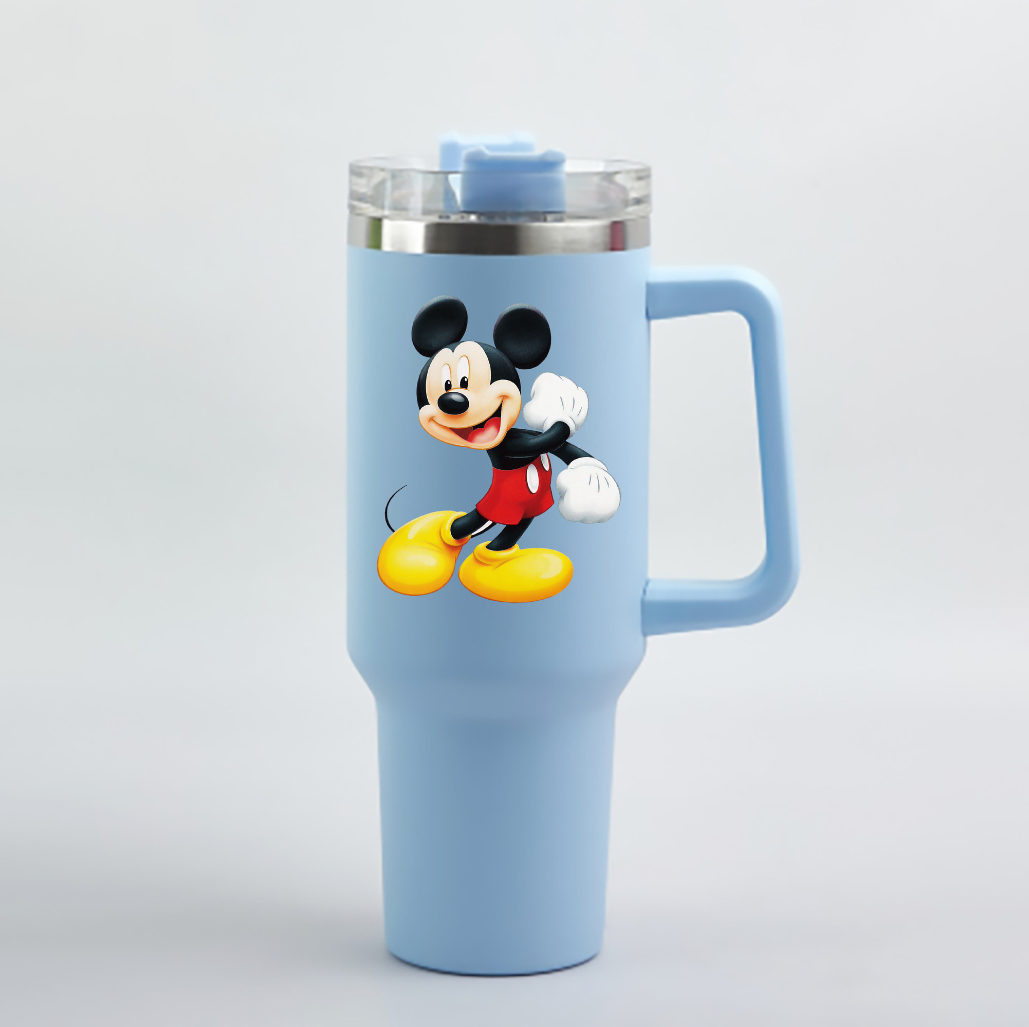 （画像用） ミッキーマウス Mickey Mouse 1200mL車用タンブラー - クリスタルステッカー（プラスチックストロー付き）