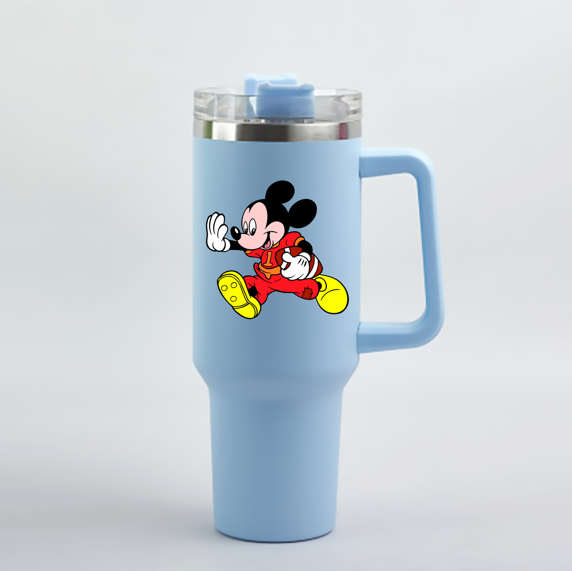 （画像用） ミッキーマウス Mickey Mouse 1200mL車用タンブラー - クリスタルステッカー（プラスチックストロー付き）