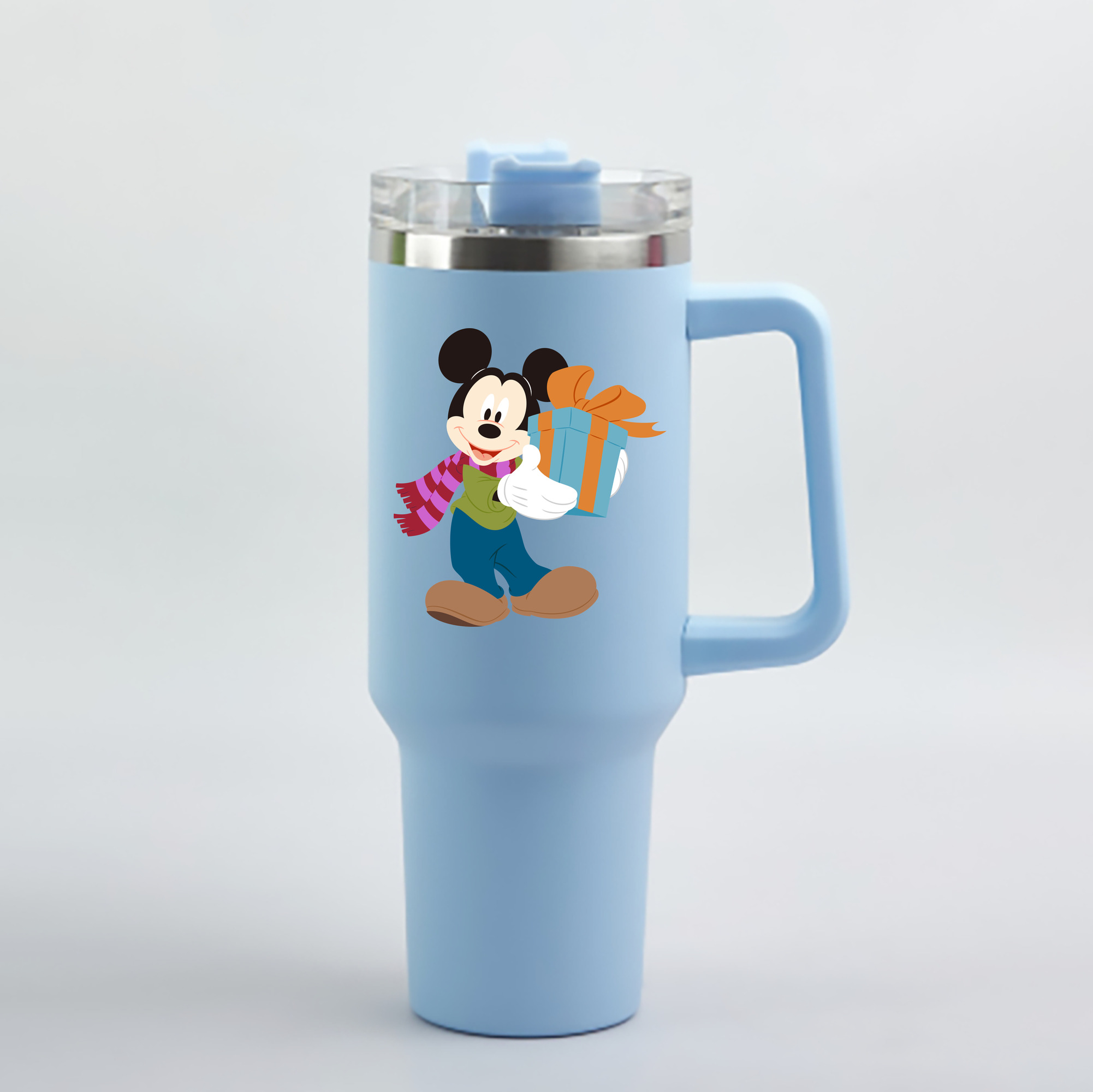 （画像用） ミッキーマウス Mickey Mouse 1200mL車用タンブラー - クリスタルステッカー（プラスチックストロー付き）