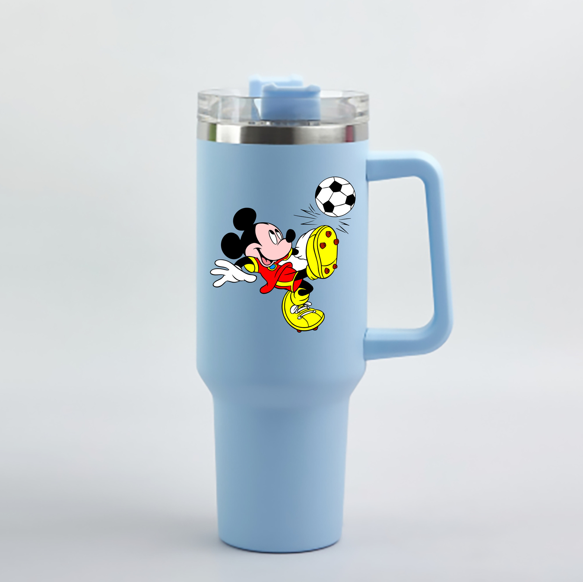 （画像用） ミッキーマウス Mickey Mouse 1200mL車用タンブラー - クリスタルステッカー（プラスチックストロー付き）