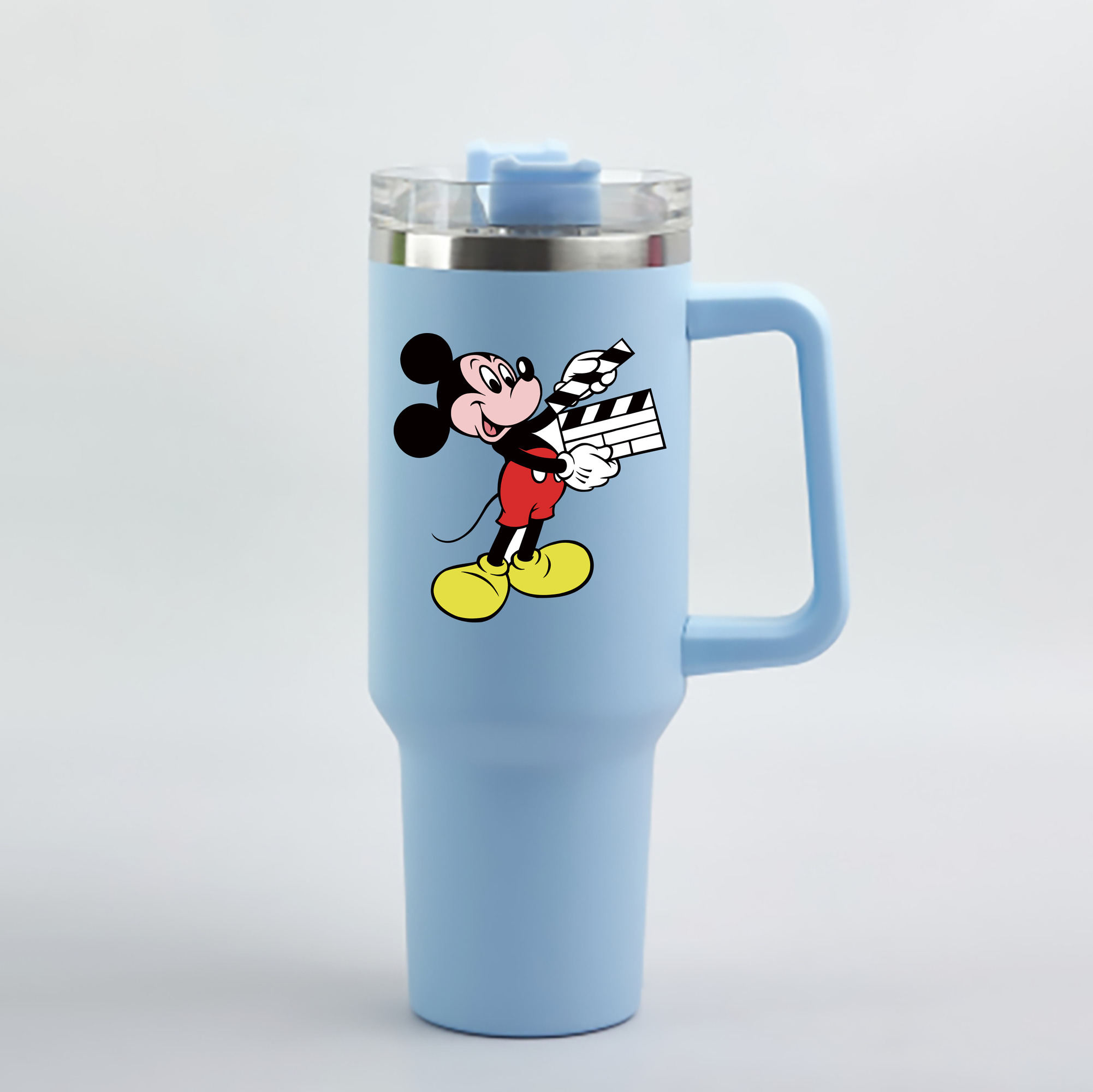（画像用） ミッキーマウス Mickey Mouse 1200mL車用タンブラー - クリスタルステッカー（プラスチックストロー付き）