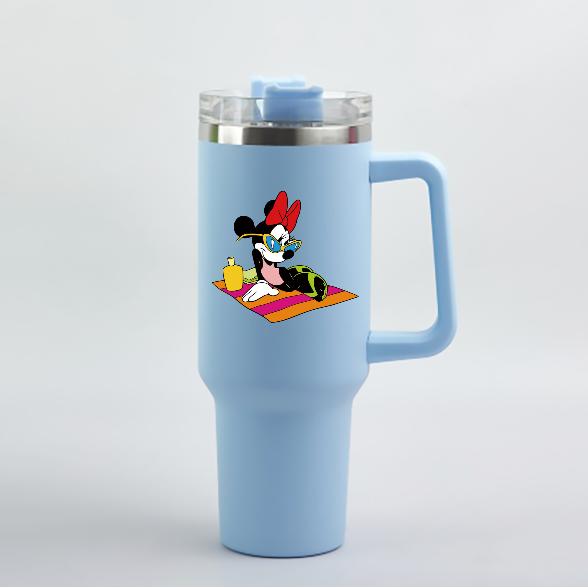 （画像用） ミッキーマウス Mickey Mouse 1200mL車用タンブラー - クリスタルステッカー（プラスチックストロー付き）