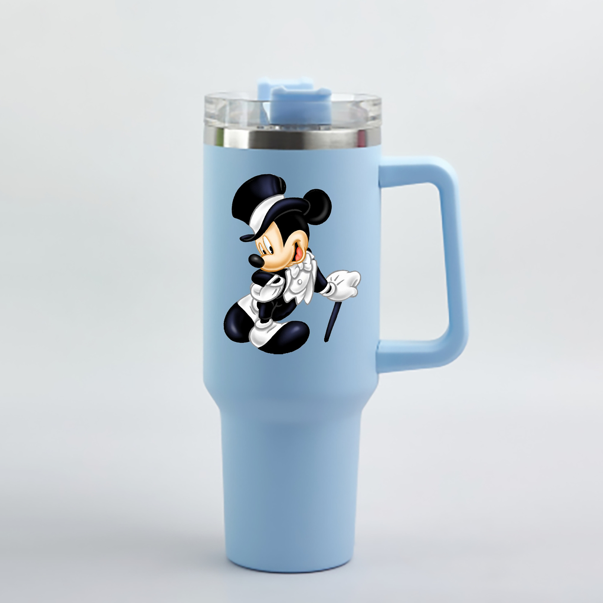 （画像用） ミッキーマウス Mickey Mouse 1200mL車用タンブラー - クリスタルステッカー（プラスチックストロー付き）