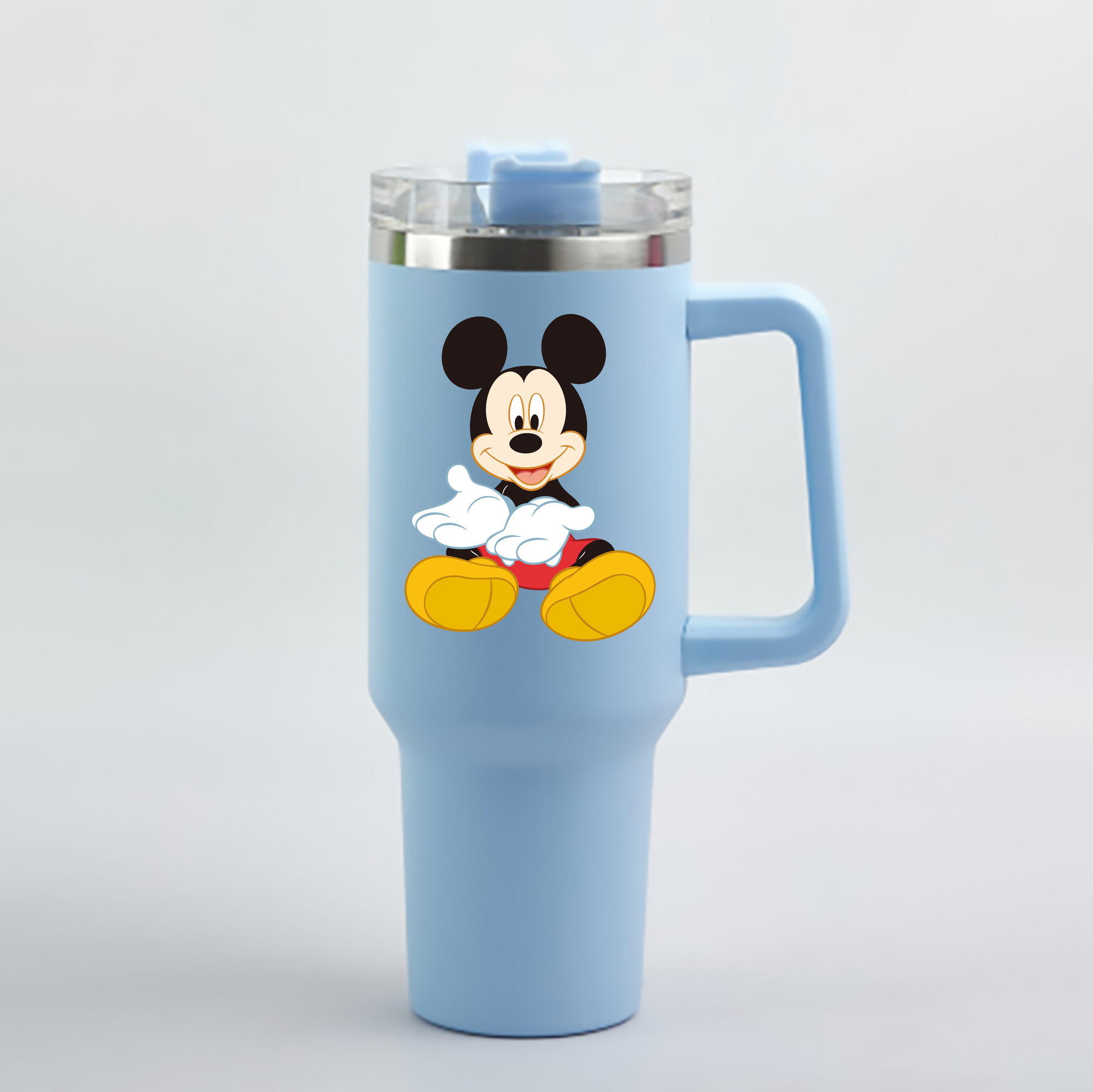 （画像用） ミッキーマウス Mickey Mouse 1200mL車用タンブラー - クリスタルステッカー（プラスチックストロー付き）