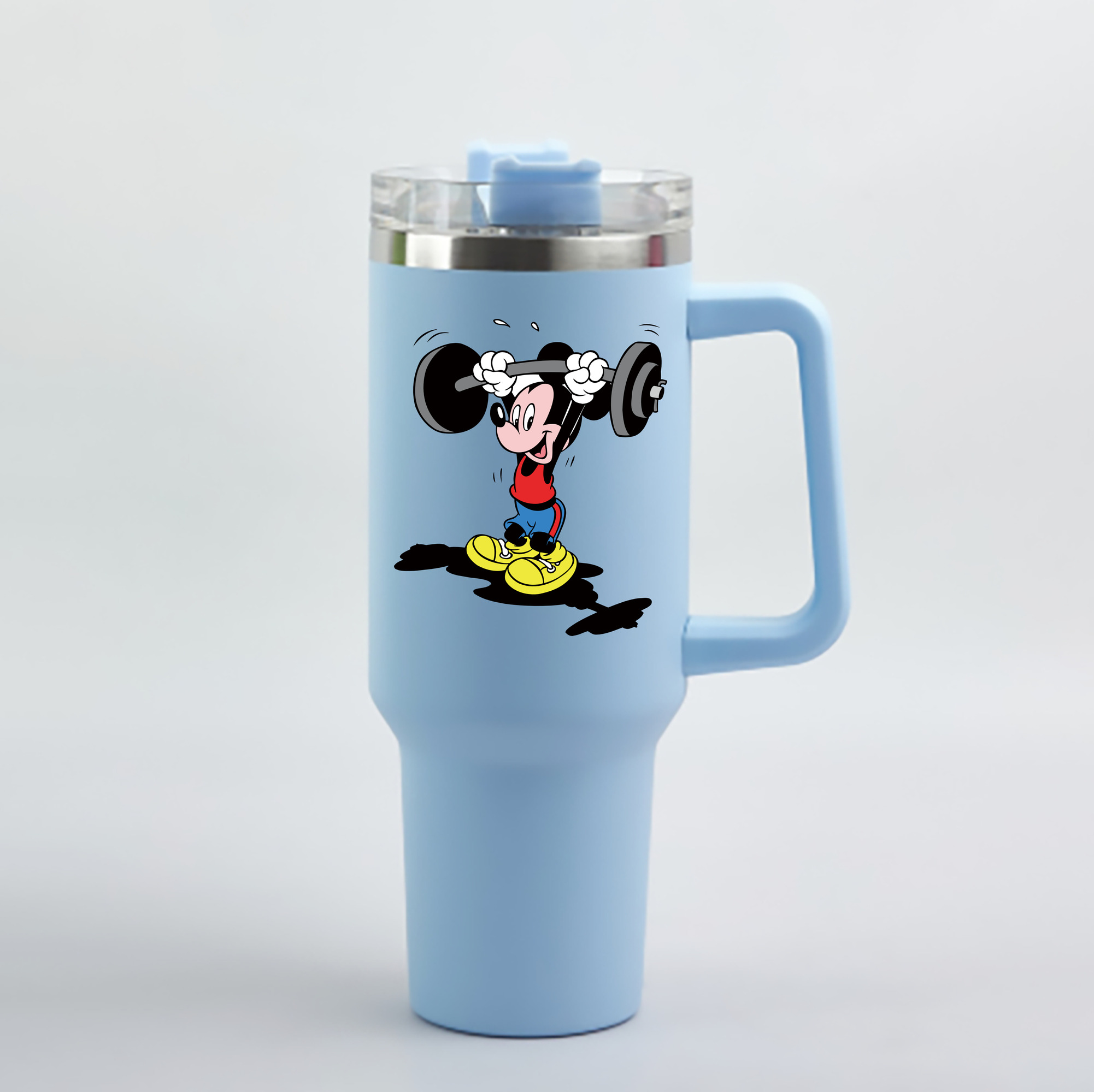 （画像用） ミッキーマウス Mickey Mouse 1200mL車用タンブラー - クリスタルステッカー（プラスチックストロー付き）