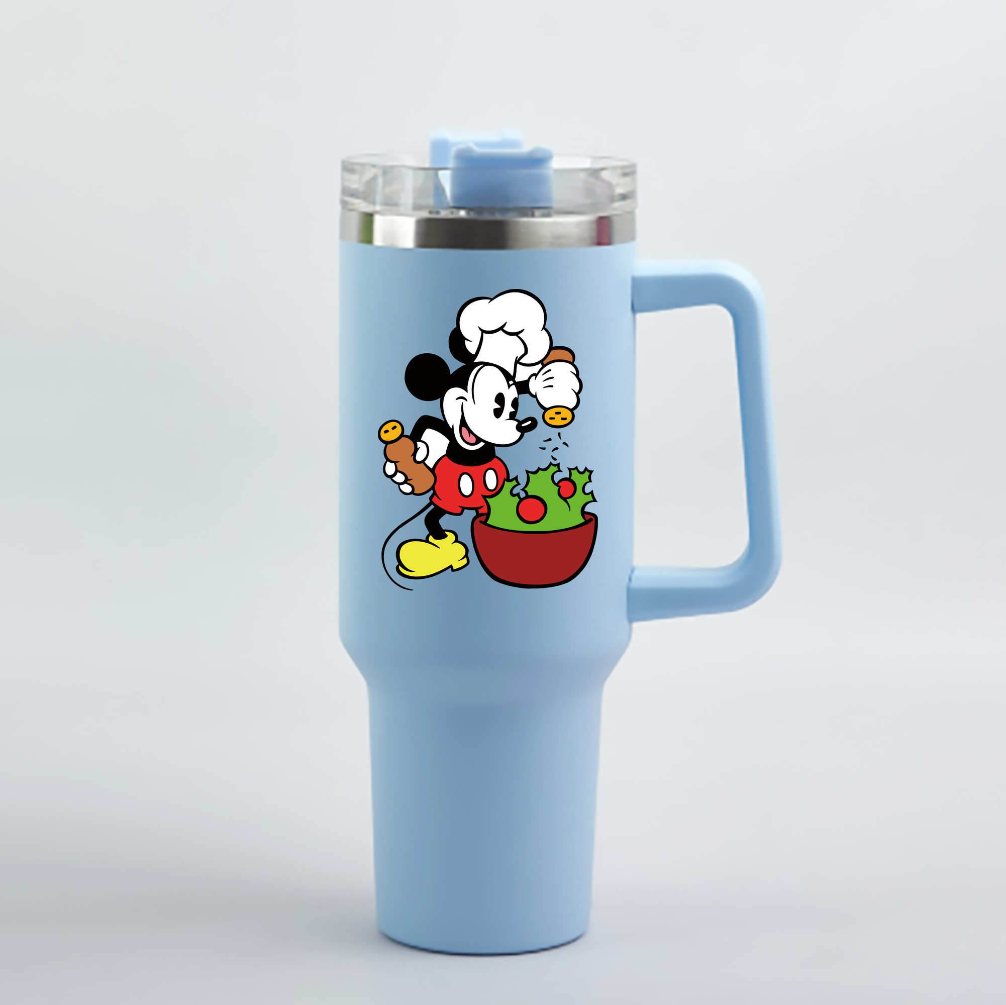 （画像用） ミッキーマウス Mickey Mouse 1200mL車用タンブラー - クリスタルステッカー（プラスチックストロー付き）