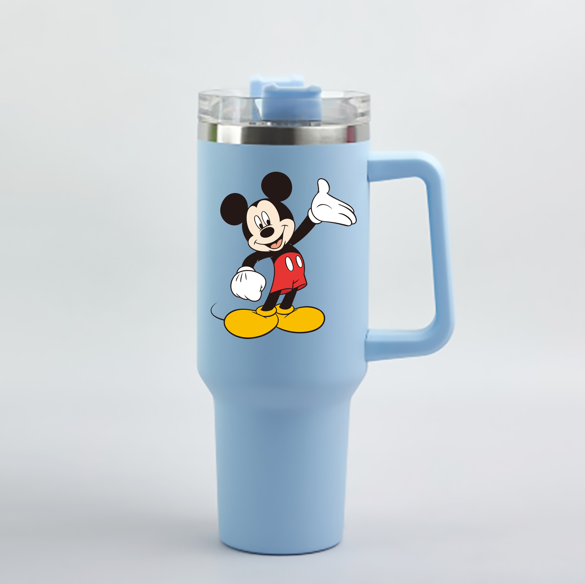 （画像用） ミッキーマウス Mickey Mouse 1200mL車用タンブラー - クリスタルステッカー（プラスチックストロー付き）