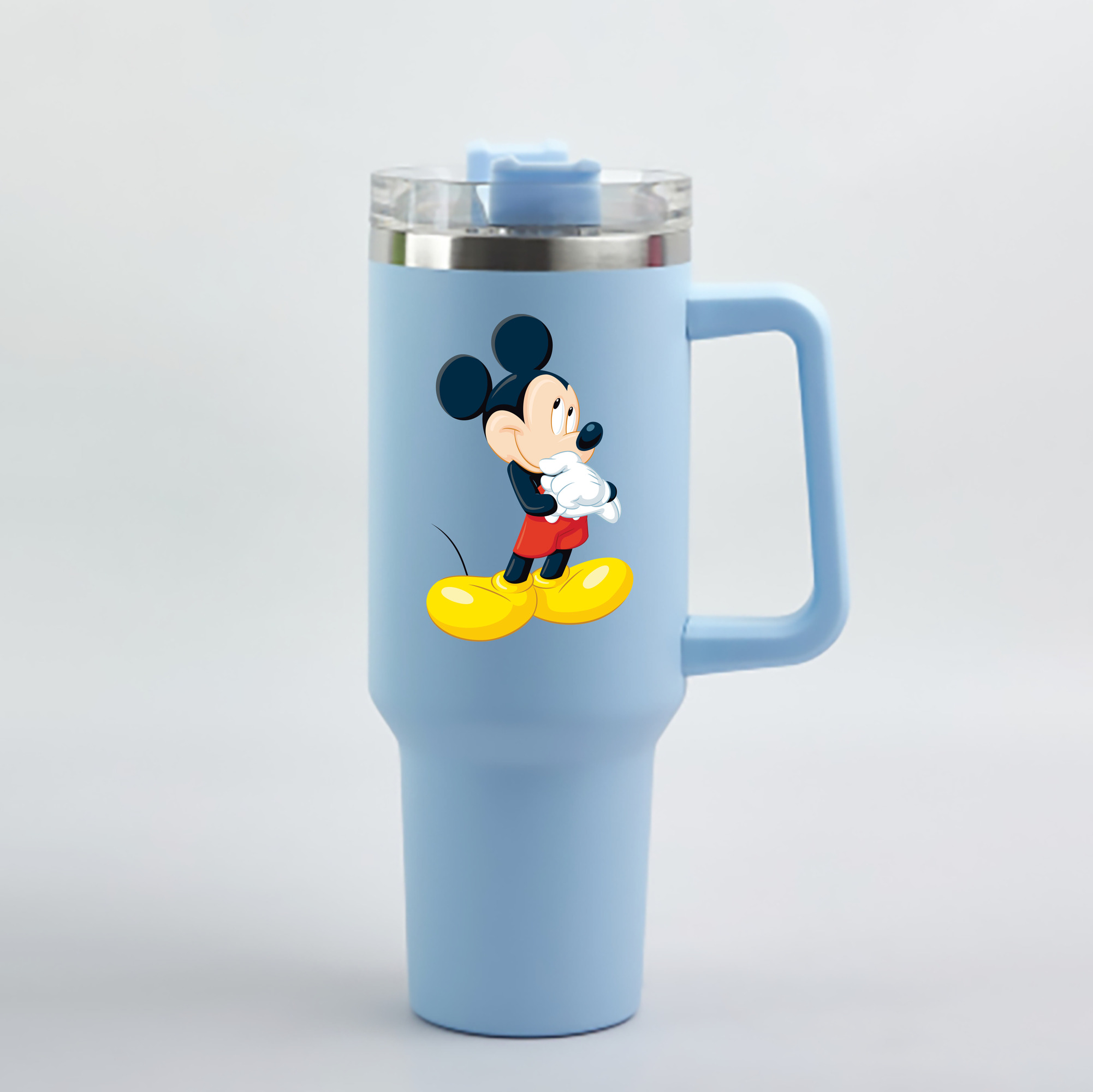 （画像用） ミッキーマウス Mickey Mouse 1200mL車用タンブラー - クリスタルステッカー（プラスチックストロー付き）