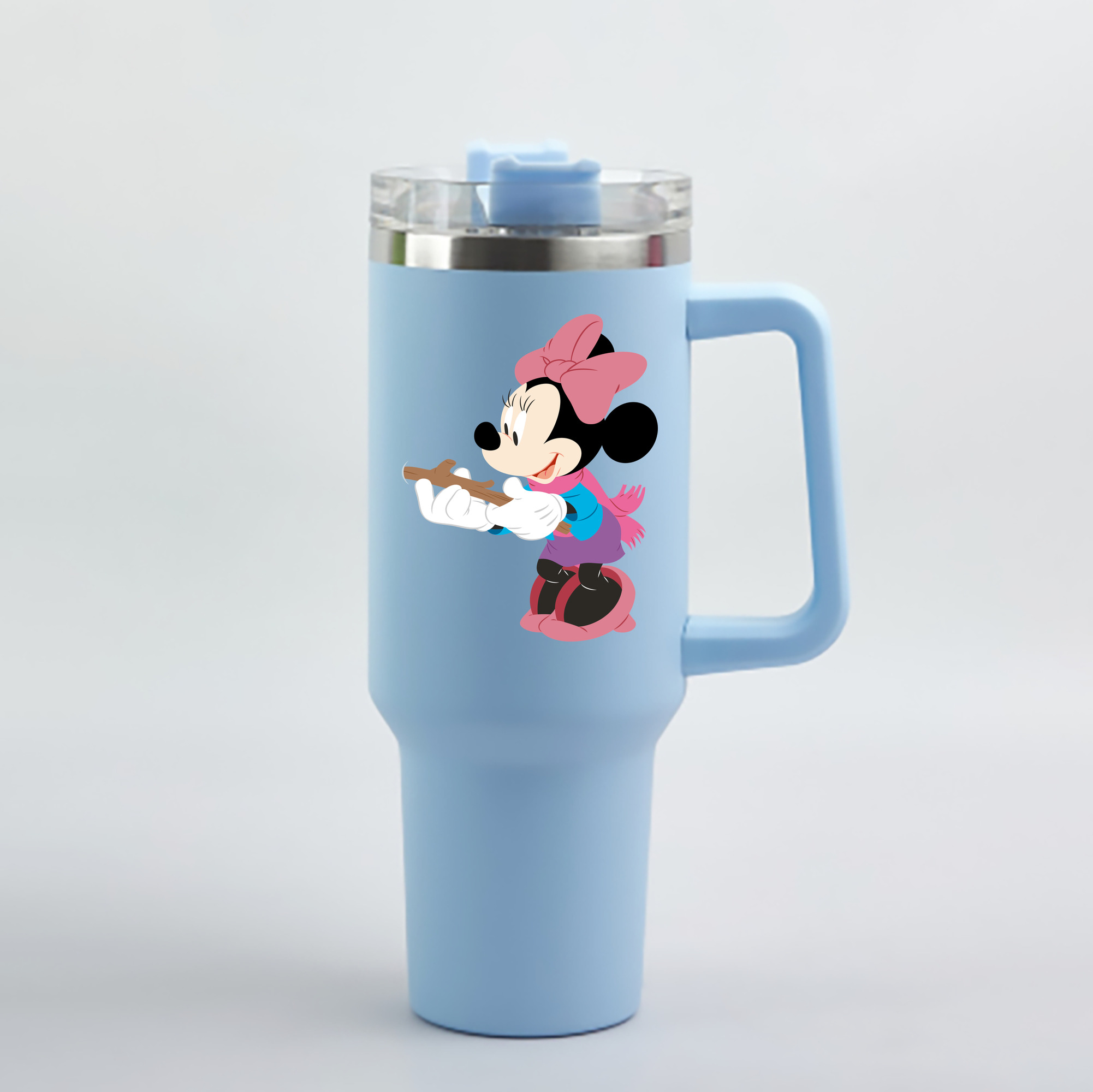 （画像用） ミッキーマウス Mickey Mouse 1200mL車用タンブラー - クリスタルステッカー（プラスチックストロー付き）