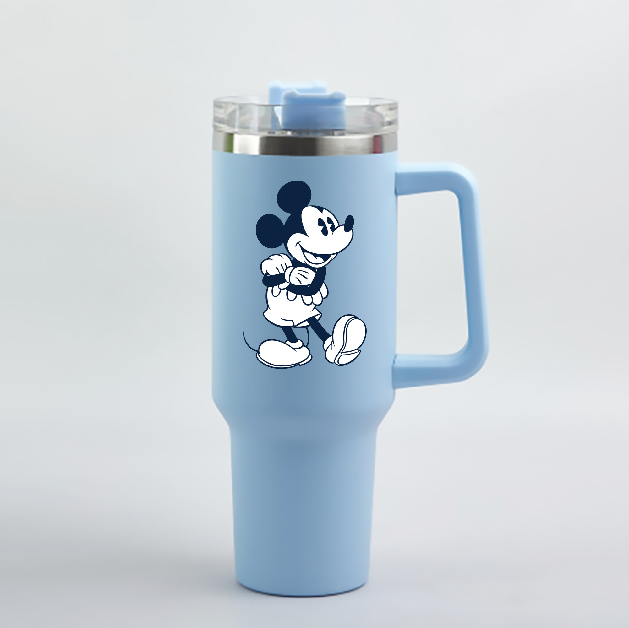（画像用） ミッキーマウス Mickey Mouse 1200mL車用タンブラー - クリスタルステッカー（プラスチックストロー付き）