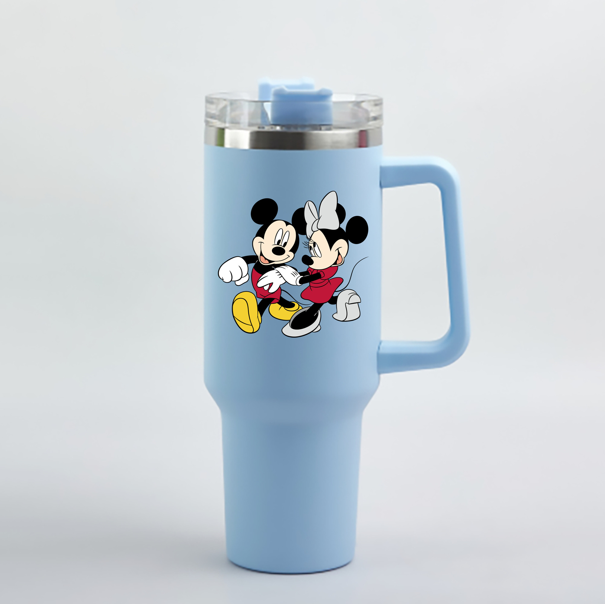 （画像用） ミッキーマウス Mickey Mouse 1200mL車用タンブラー - クリスタルステッカー（プラスチックストロー付き）