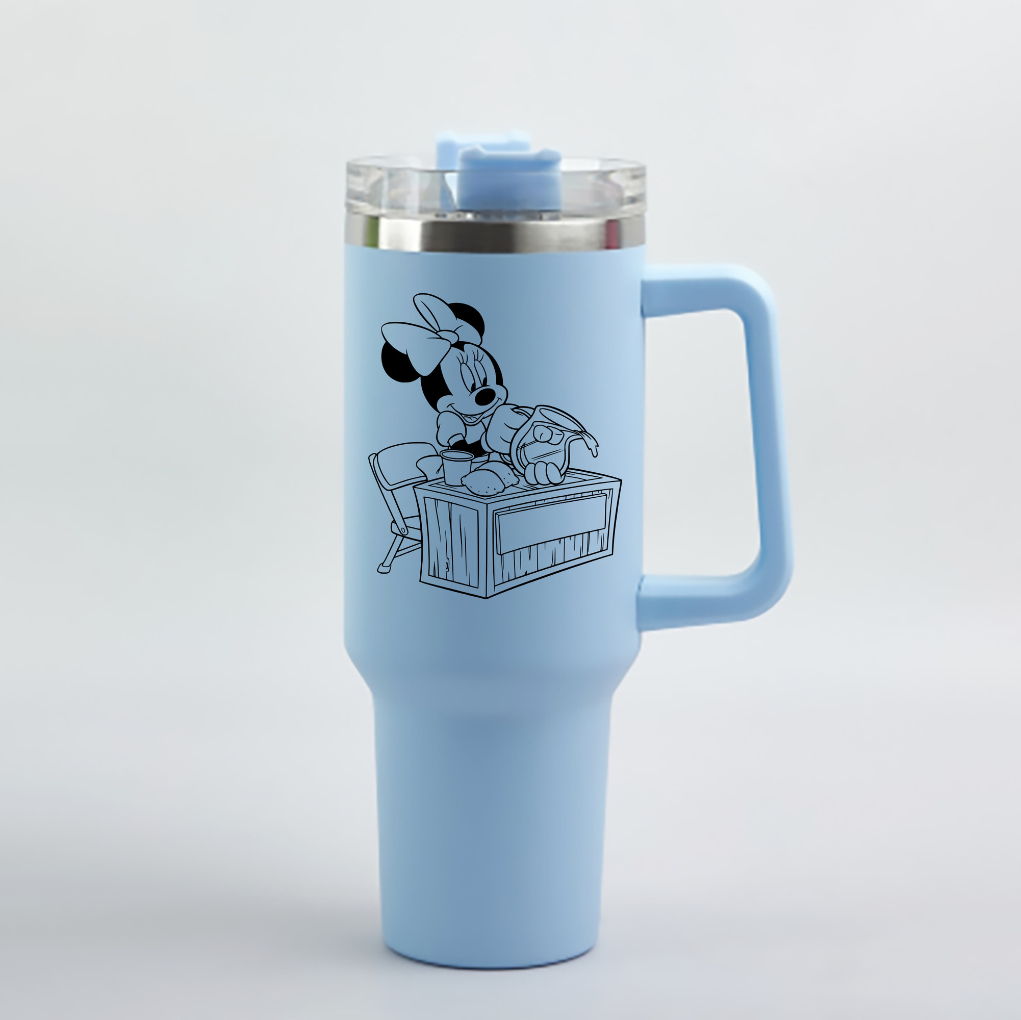 （画像用） ミッキーマウス Mickey Mouse 1200mL車用タンブラー - クリスタルステッカー（プラスチックストロー付き）