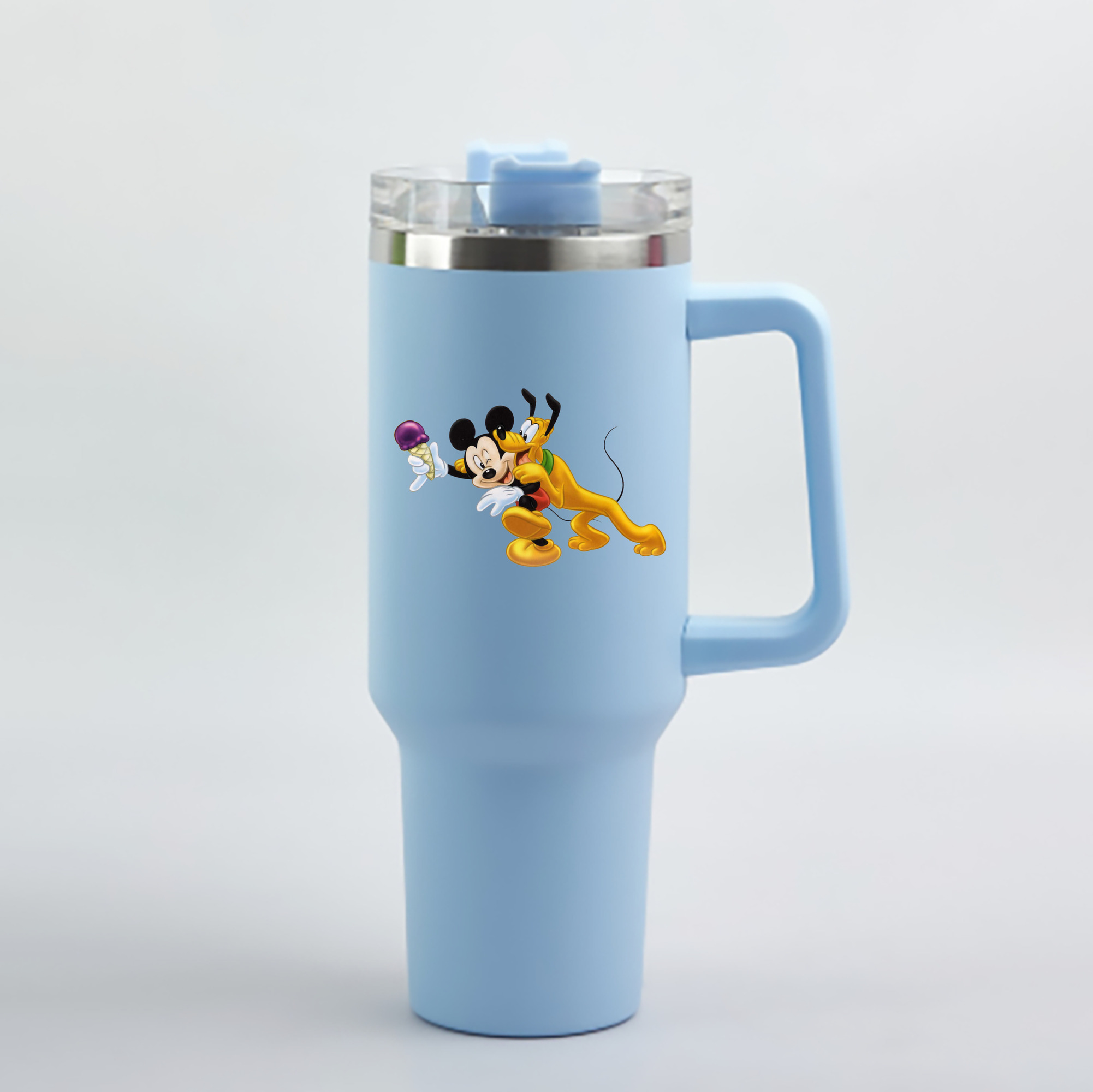 ミッキーマウス Mickey Mouse 1200mL車用タンブラー - クリスタルステッカー（プラスチックストロー付き）