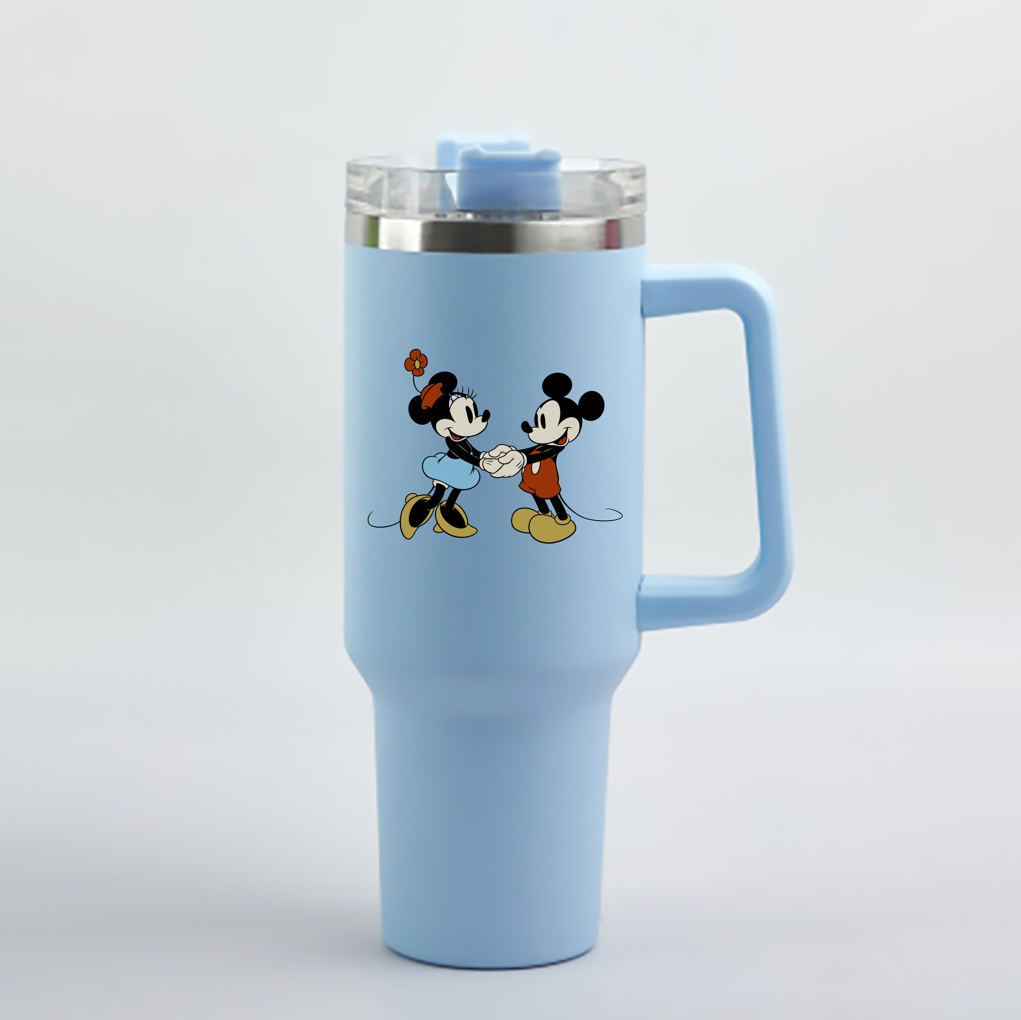 （画像用） ミッキーマウス Mickey Mouse 1200mL車用タンブラー - クリスタルステッカー（プラスチックストロー付き）